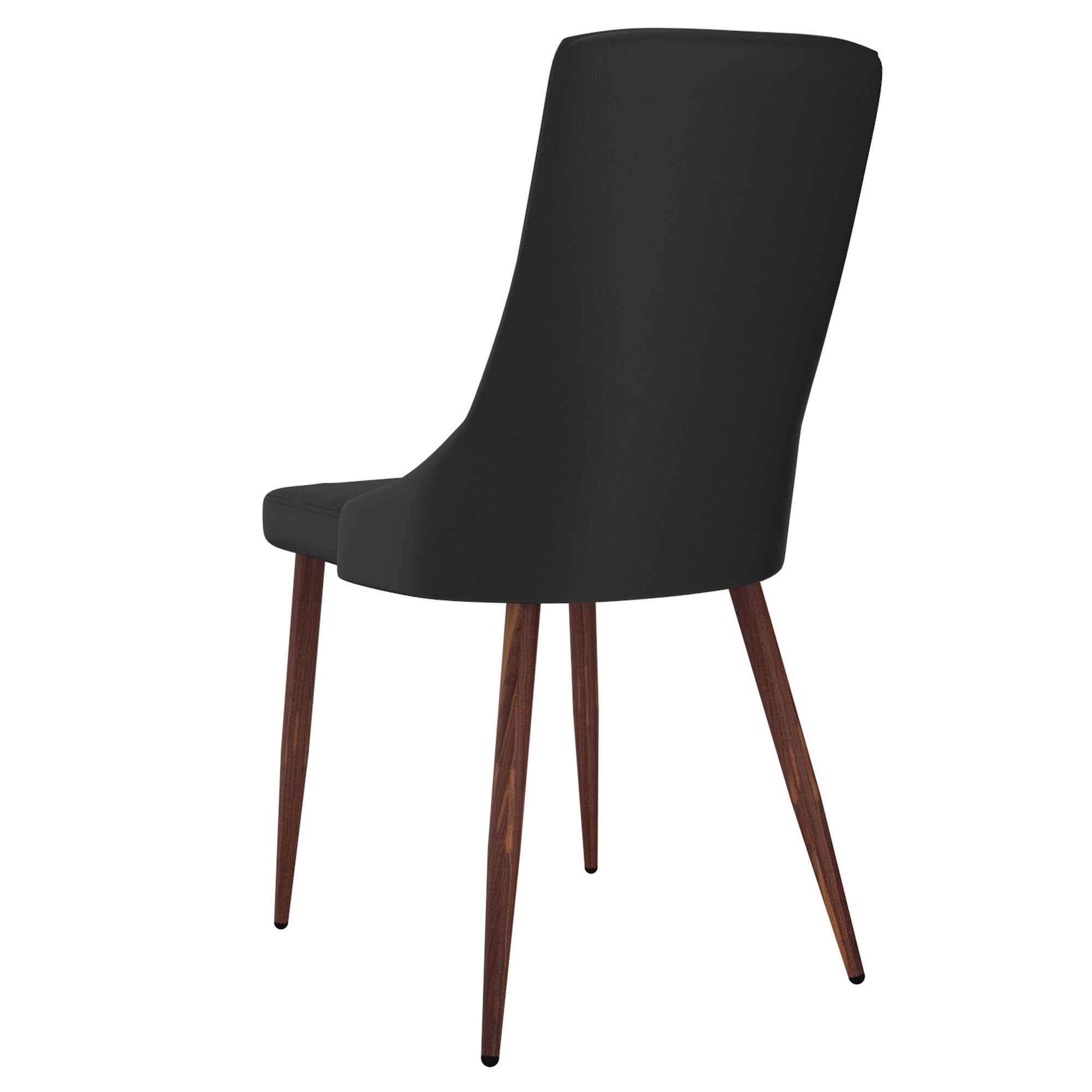 Cora Faux Leather Dining Chair, Set of 2 in Black and Walnut