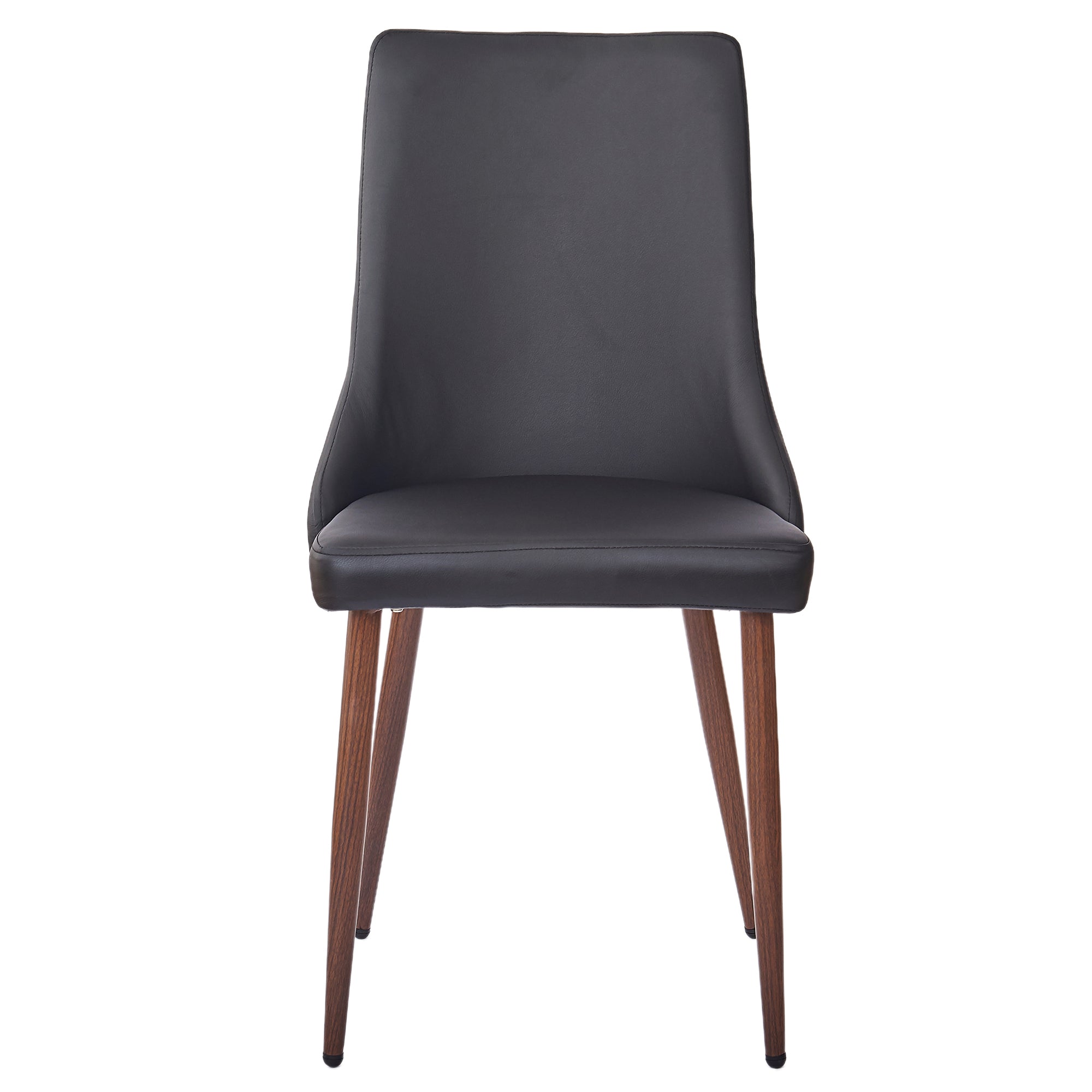 Cora Faux Leather Dining Chair, Set of 2 in Black and Walnut