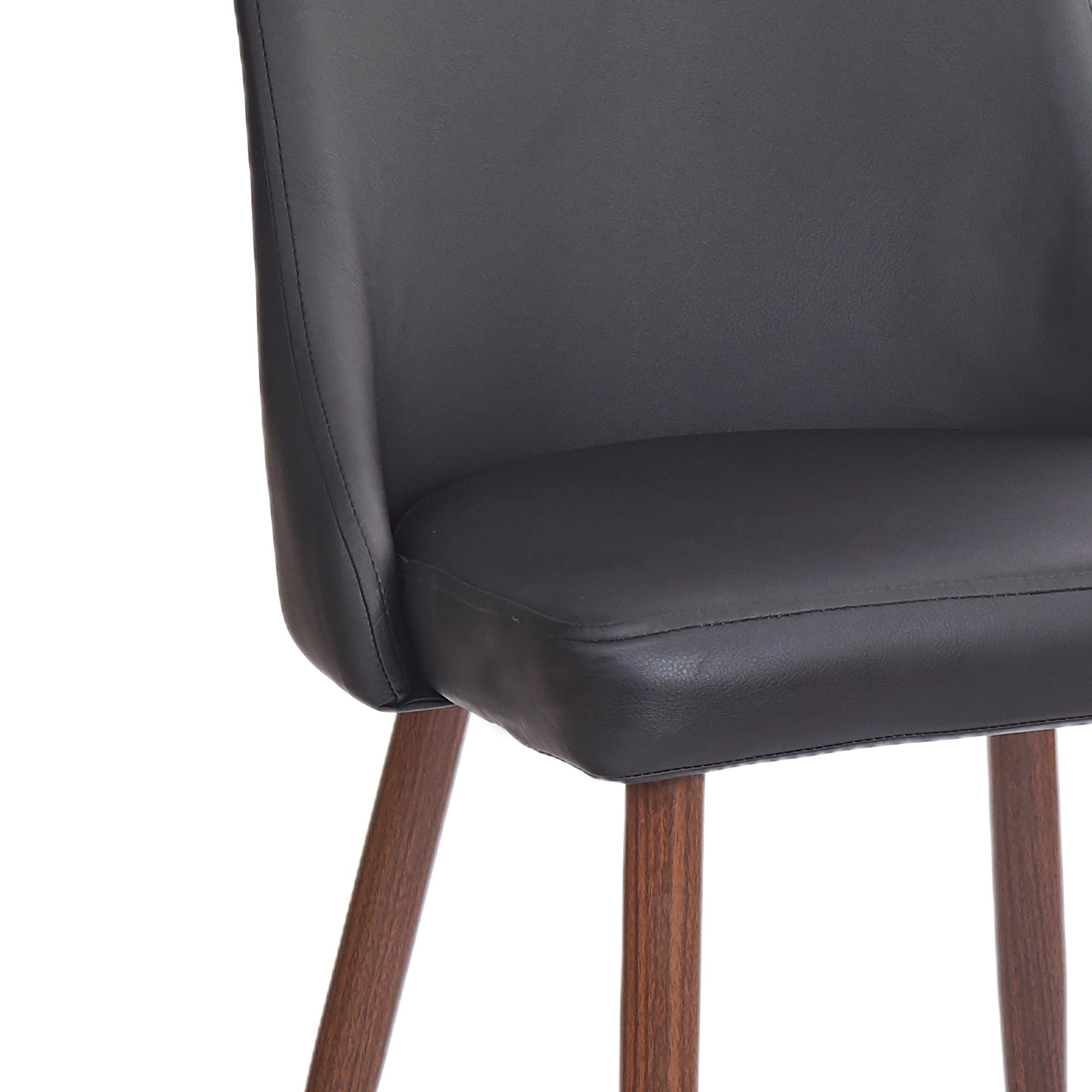 Cora Faux Leather Dining Chair, Set of 2 in Black and Walnut