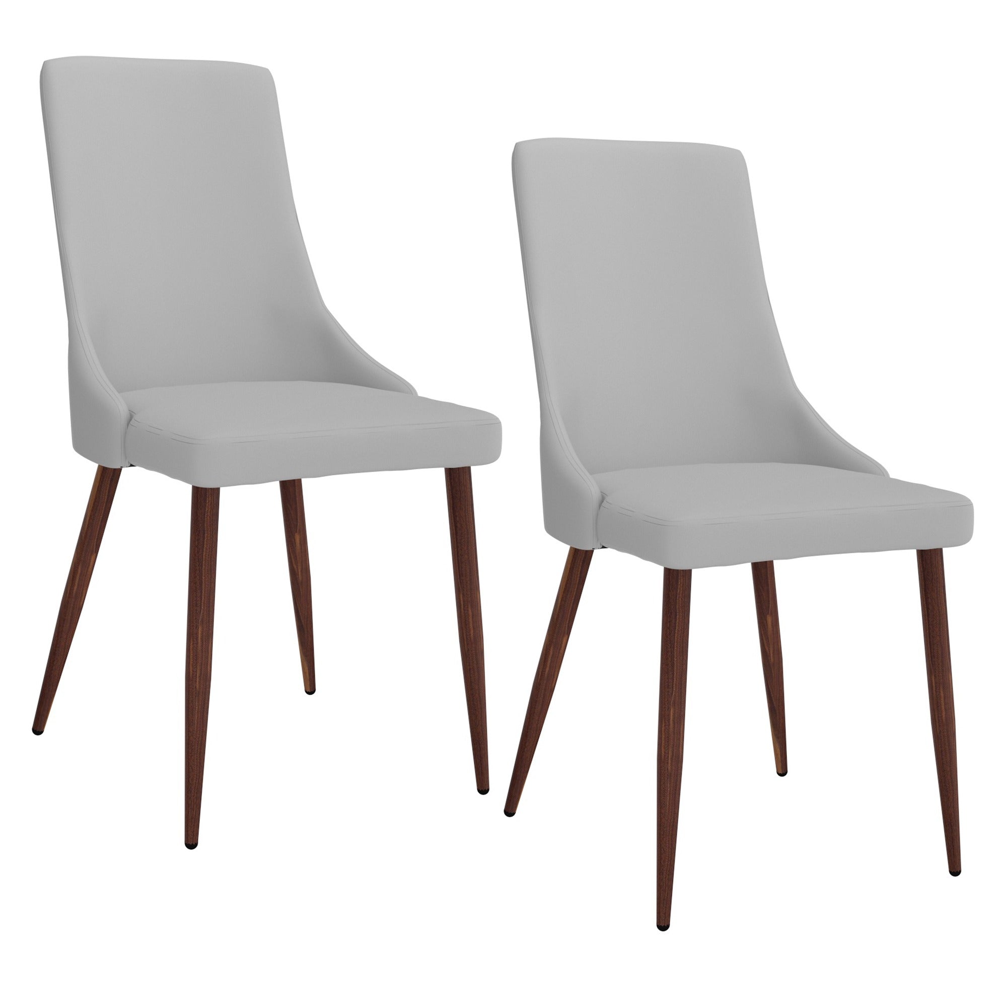 Cora Faux Leather Dining Chair, Set of 2 in Black and Walnut