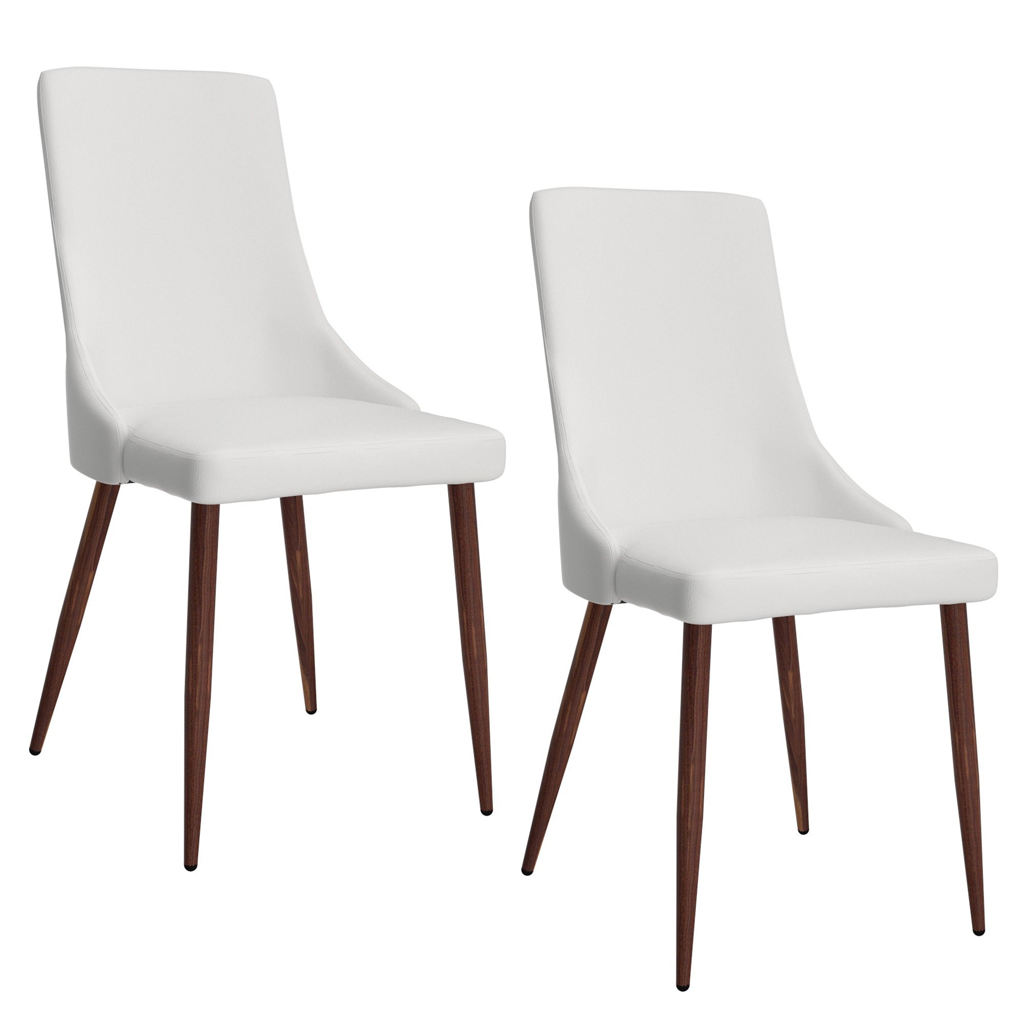 Cora Faux Leather Dining Chair, Set of 2 in Black and Walnut