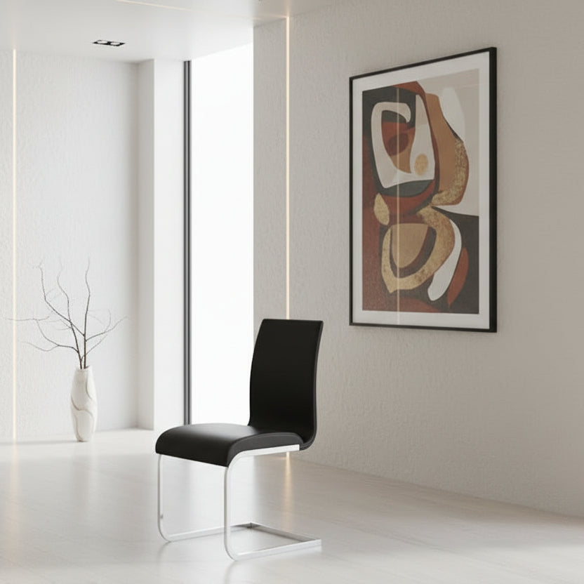 Chaise de salle à manger Maxim, lot de 2, noir et chrome