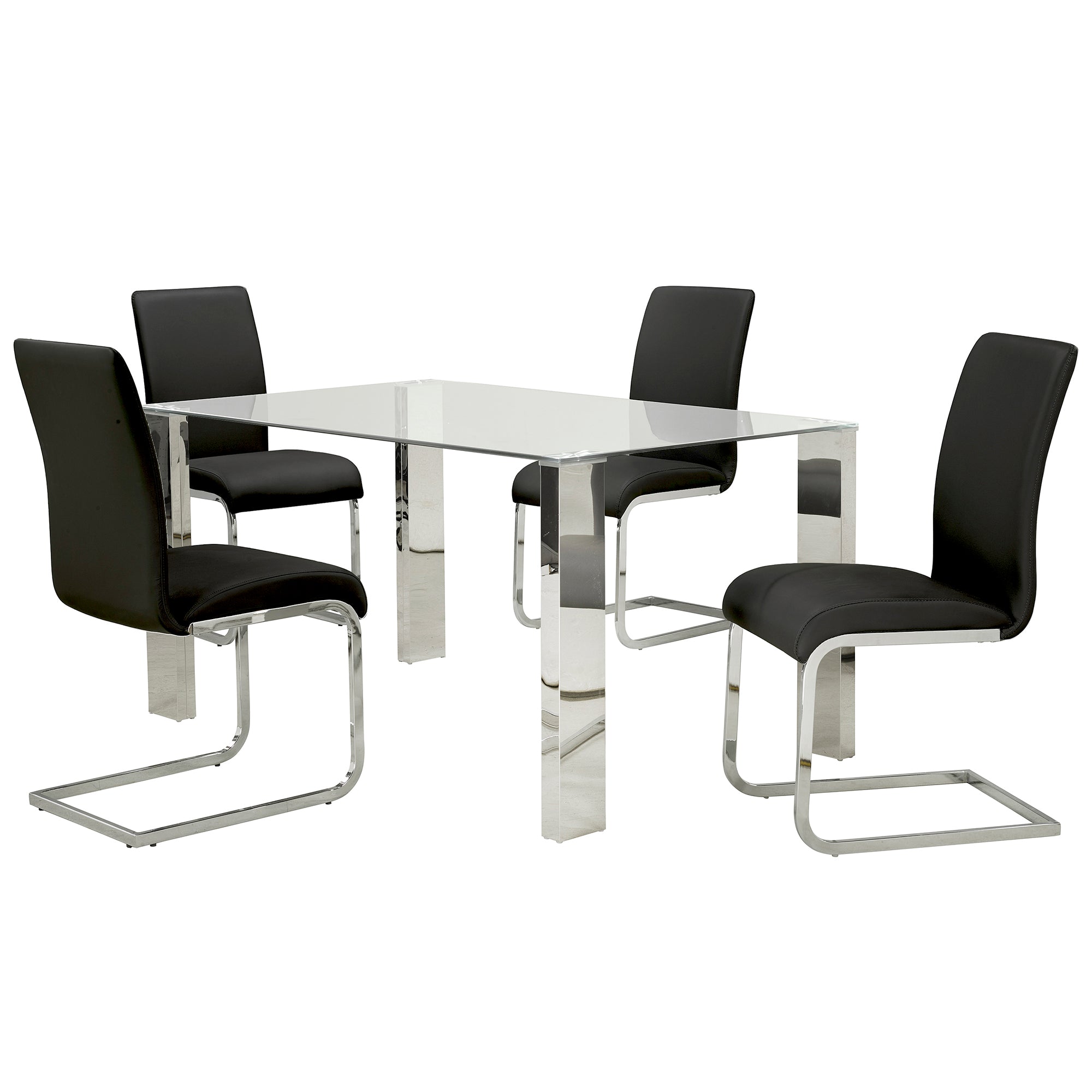 Maxim Dining Chair, Set of 2 in Black and Chrome