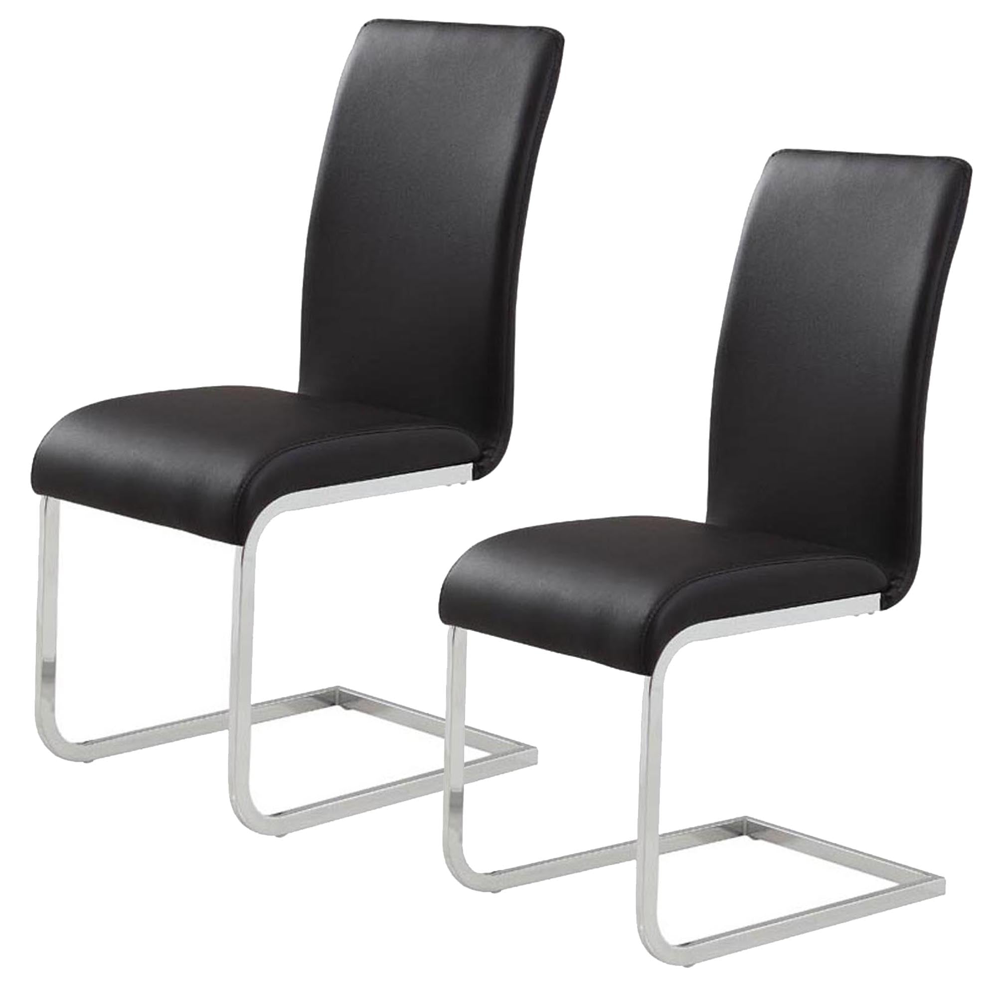 Maxim Dining Chair, Set of 2 in Black and Chrome