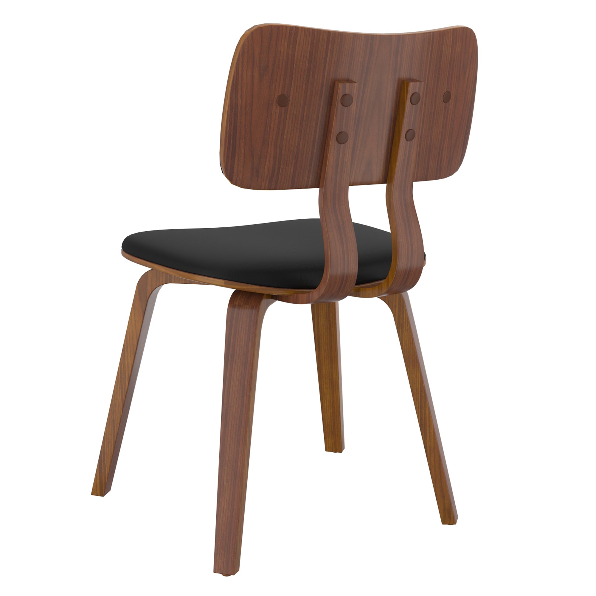 Zuni Dining Chair in Black Faux Leather and Walnut