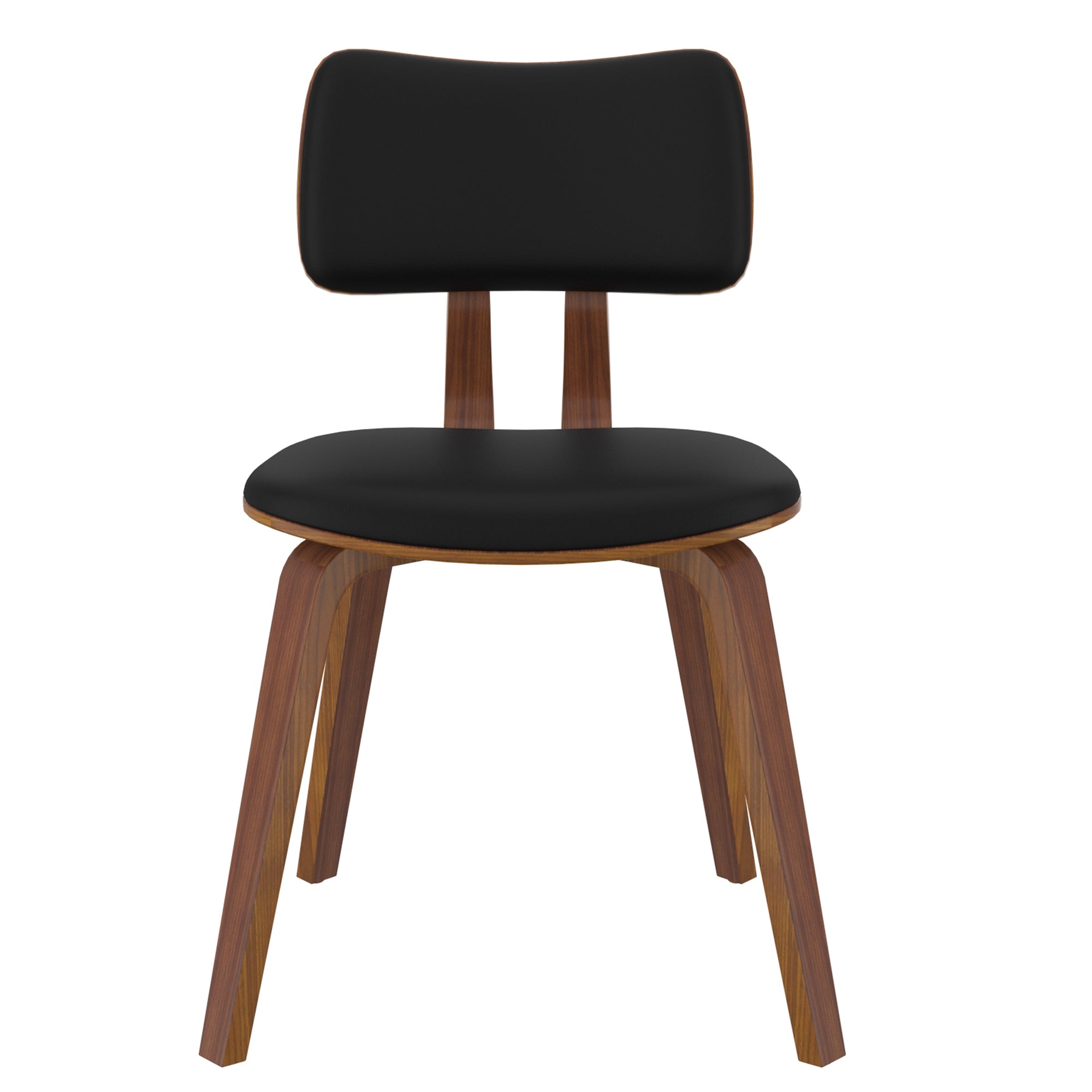 Zuni Dining Chair in Black Faux Leather and Walnut