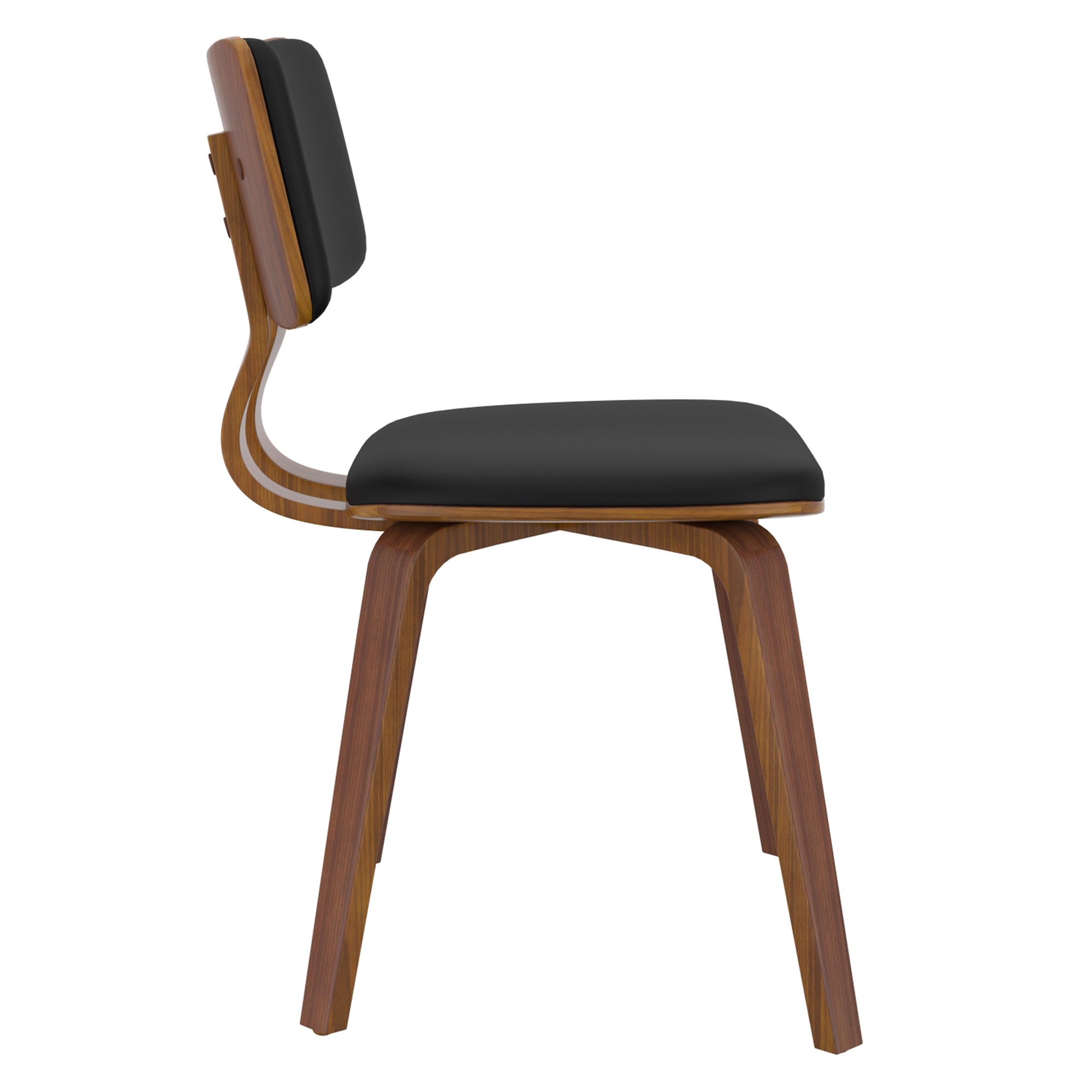 Zuni Dining Chair in Black Faux Leather and Walnut