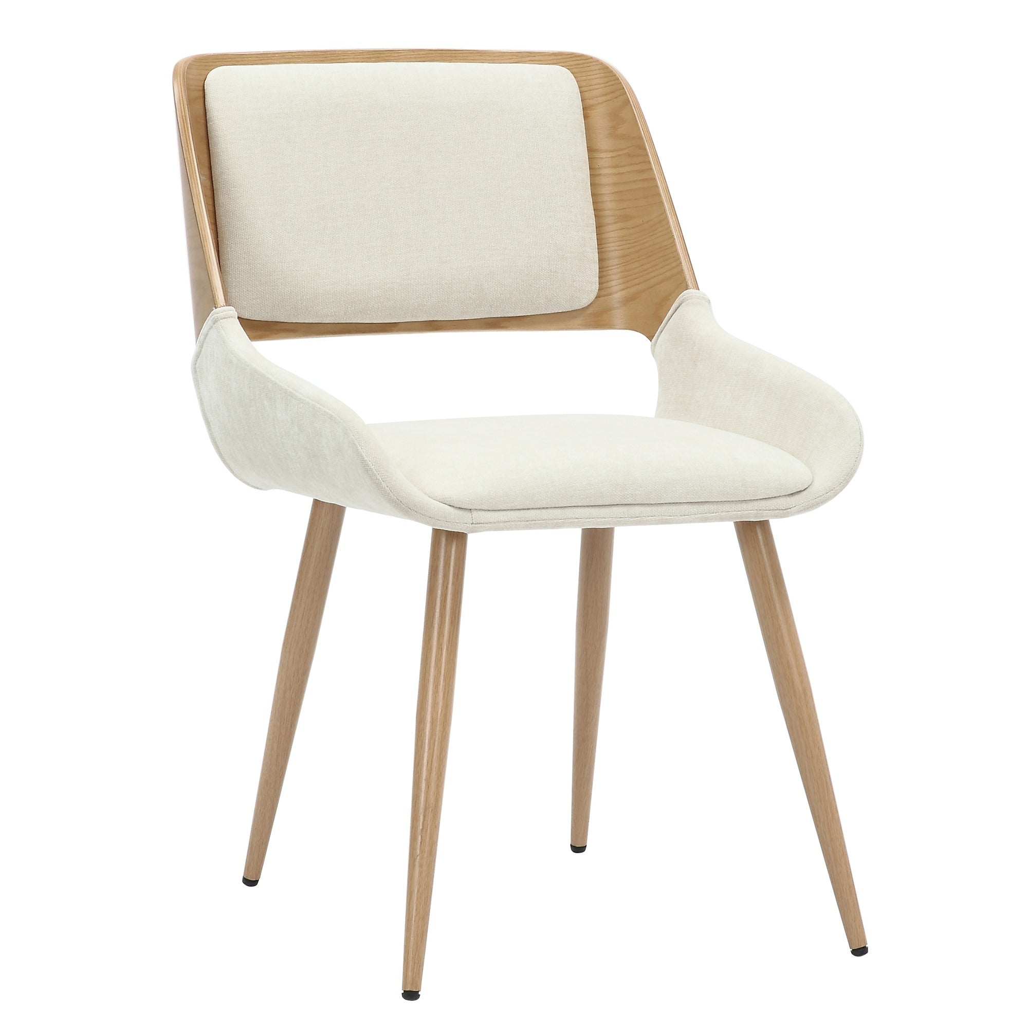 Hudson Dining Chair in Grey Fabric and Walnut Metal and Wood