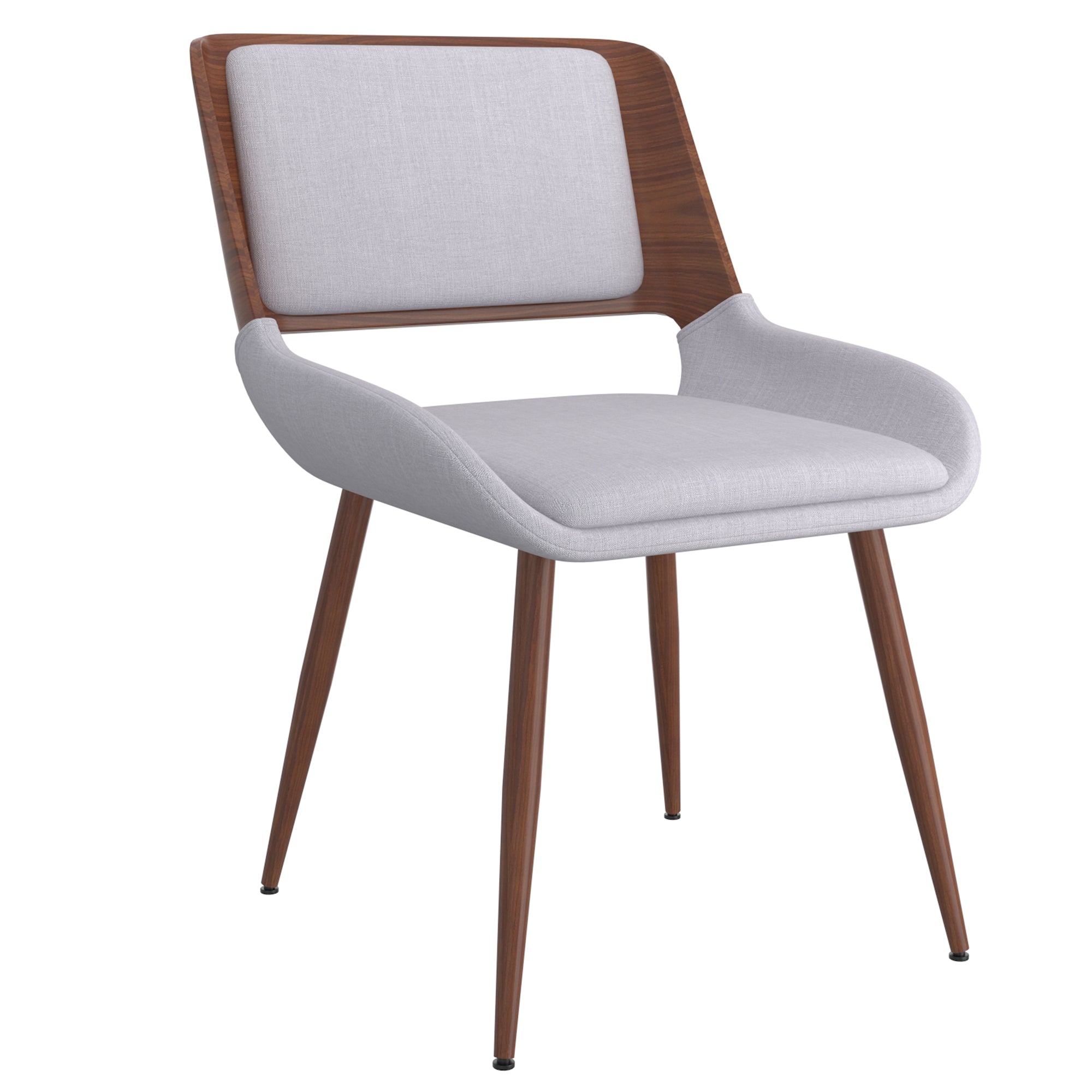 Hudson Dining Chair in Grey Fabric and Walnut Metal and Wood