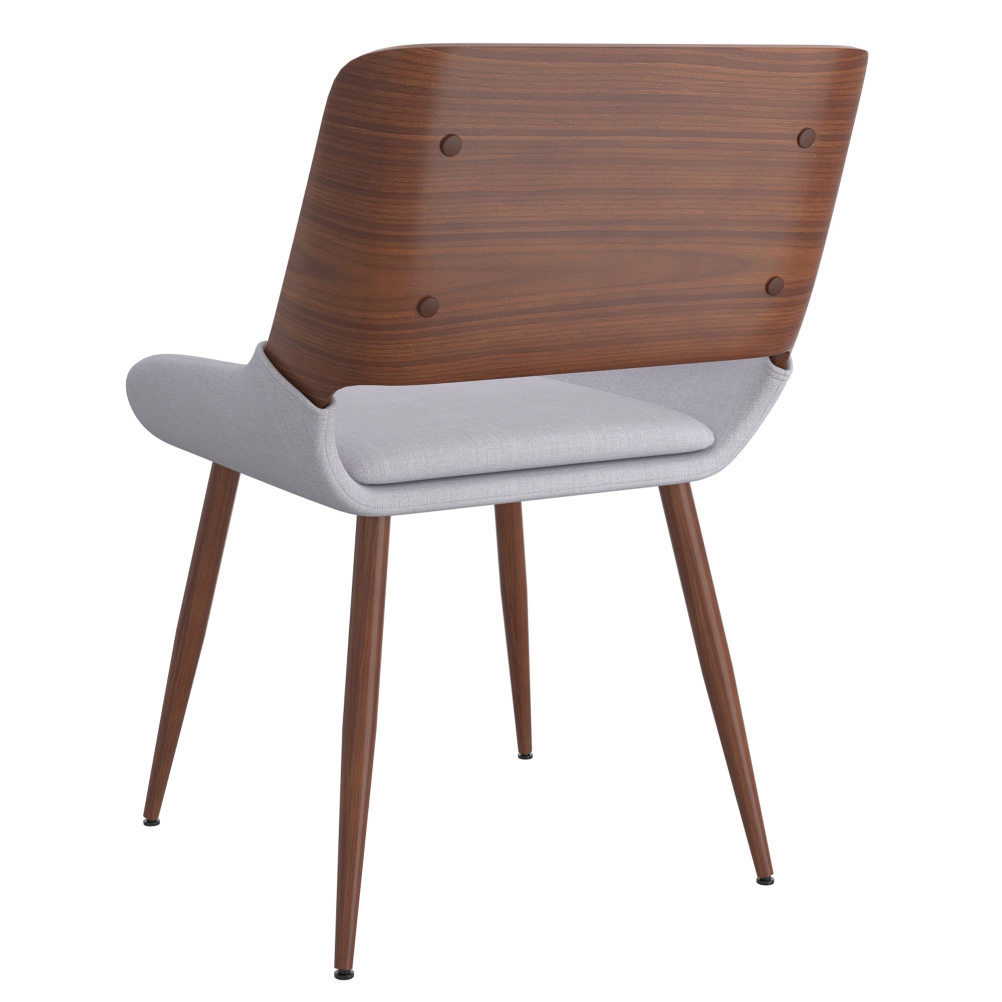 Hudson Dining Chair in Grey Fabric and Walnut Metal and Wood