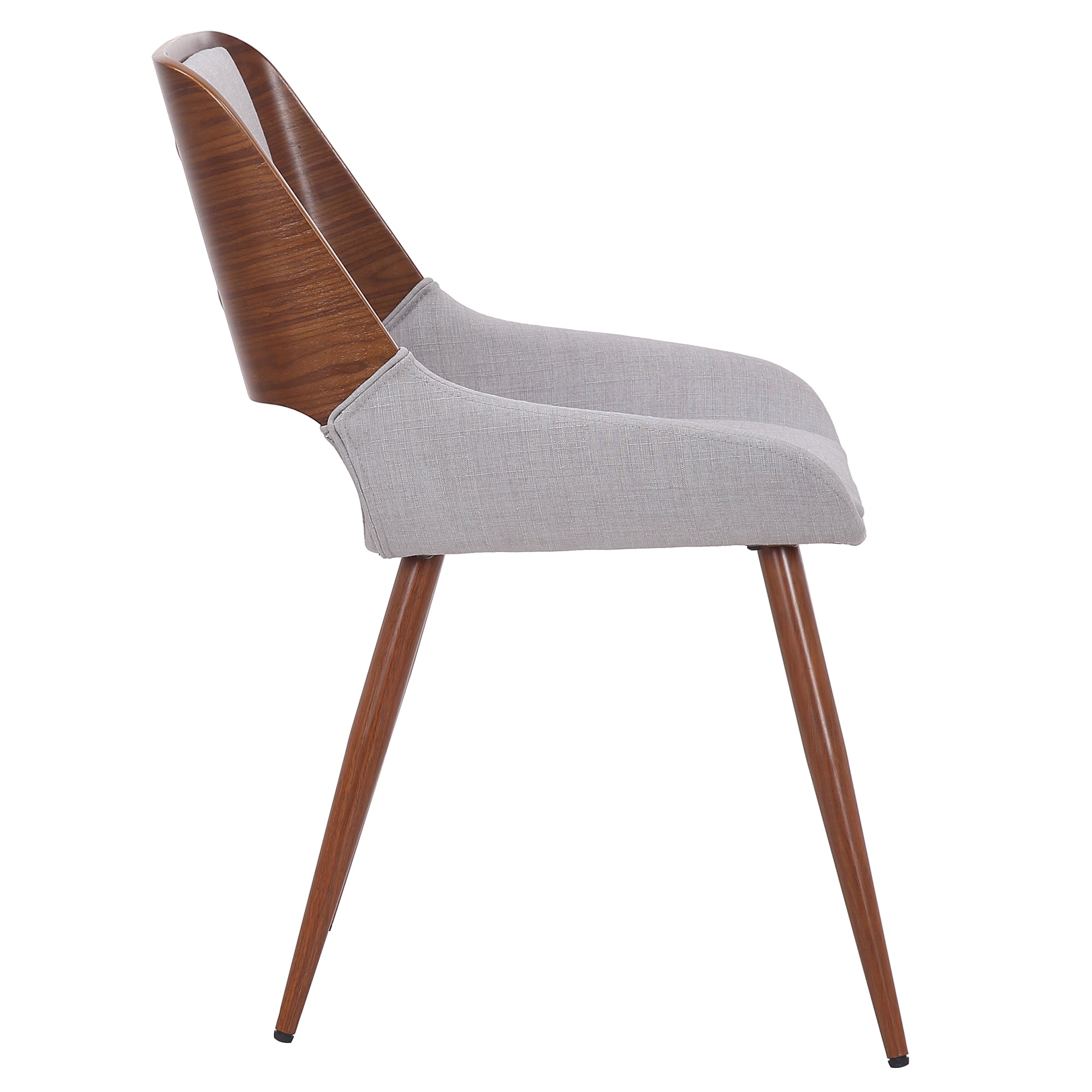 Hudson Dining Chair in Grey Fabric and Walnut Metal and Wood