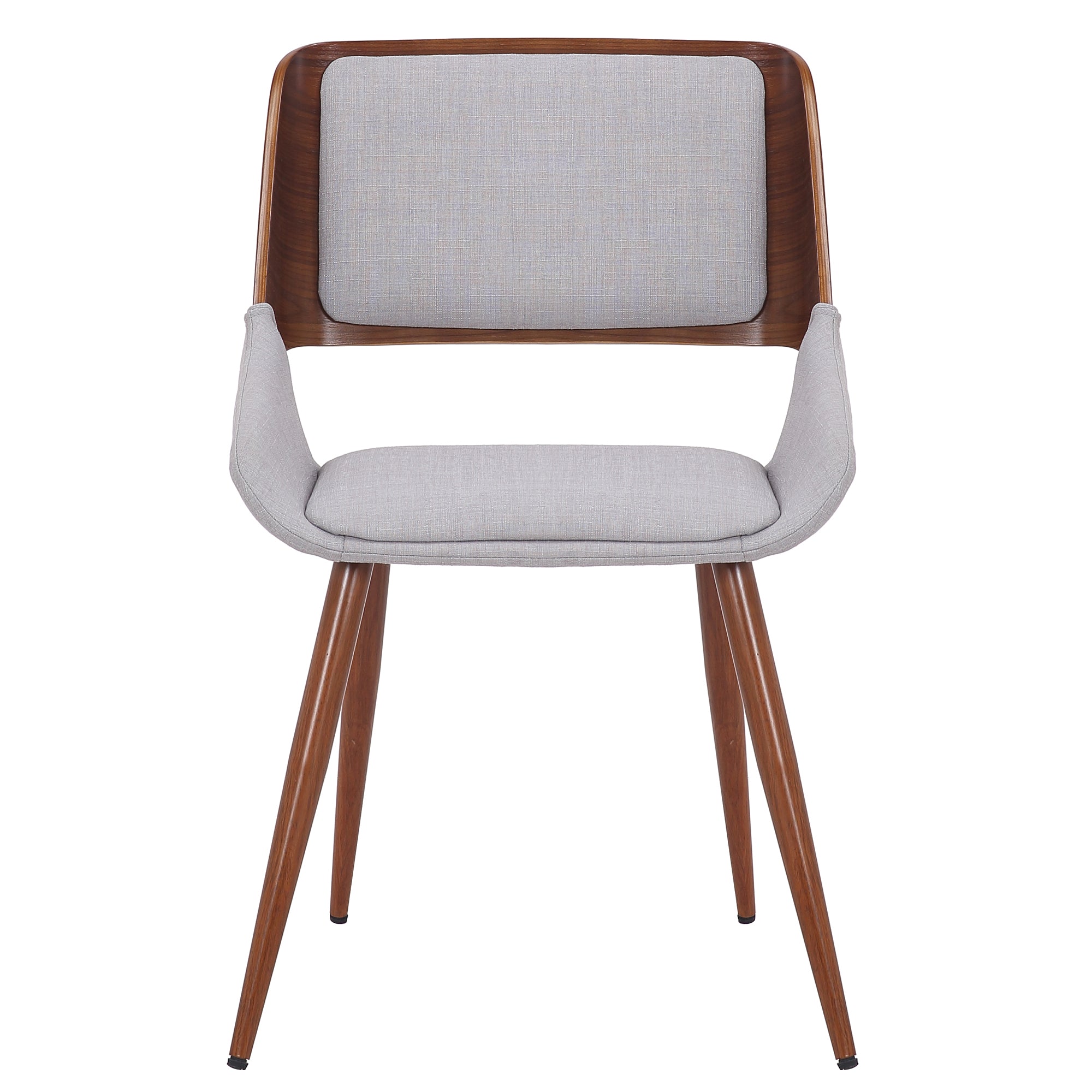 Hudson Dining Chair in Grey Fabric and Walnut Metal and Wood