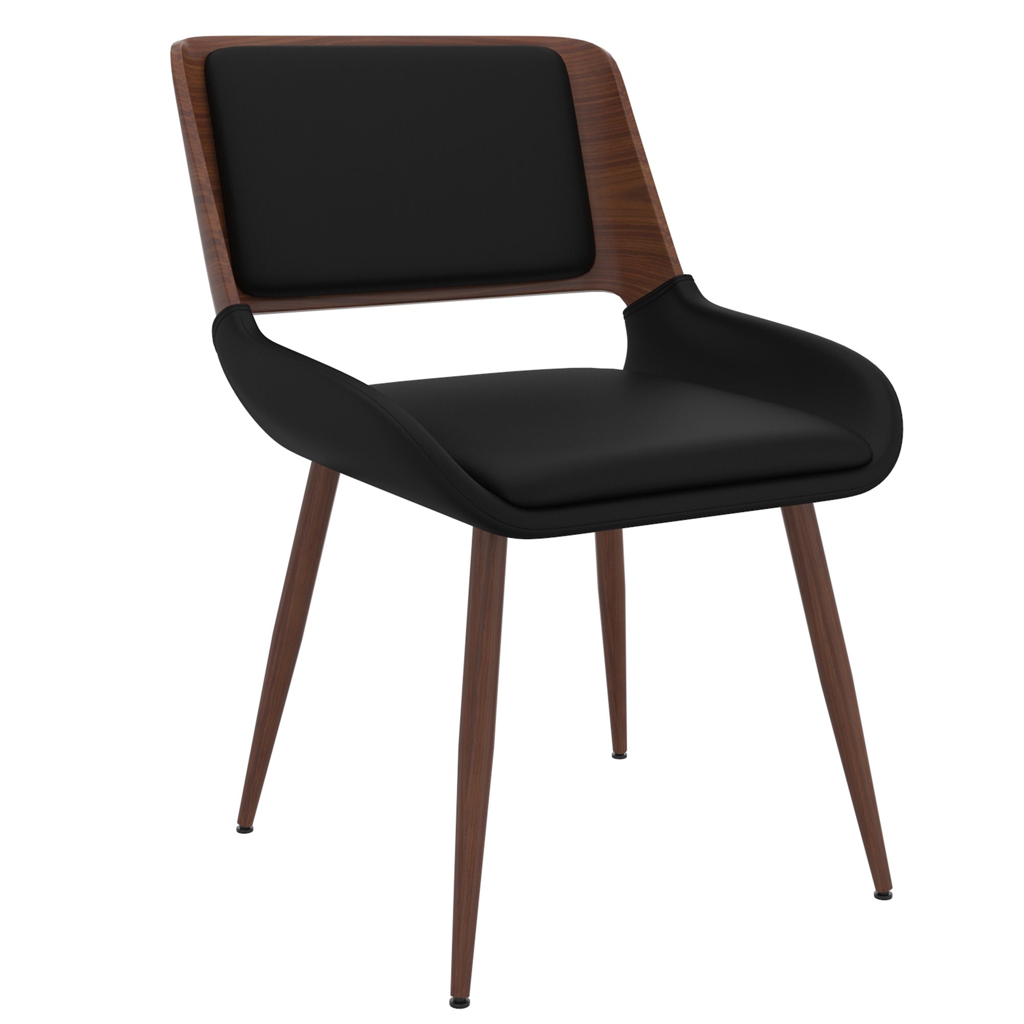 Hudson Dining Chair in Grey Fabric and Walnut Metal and Wood