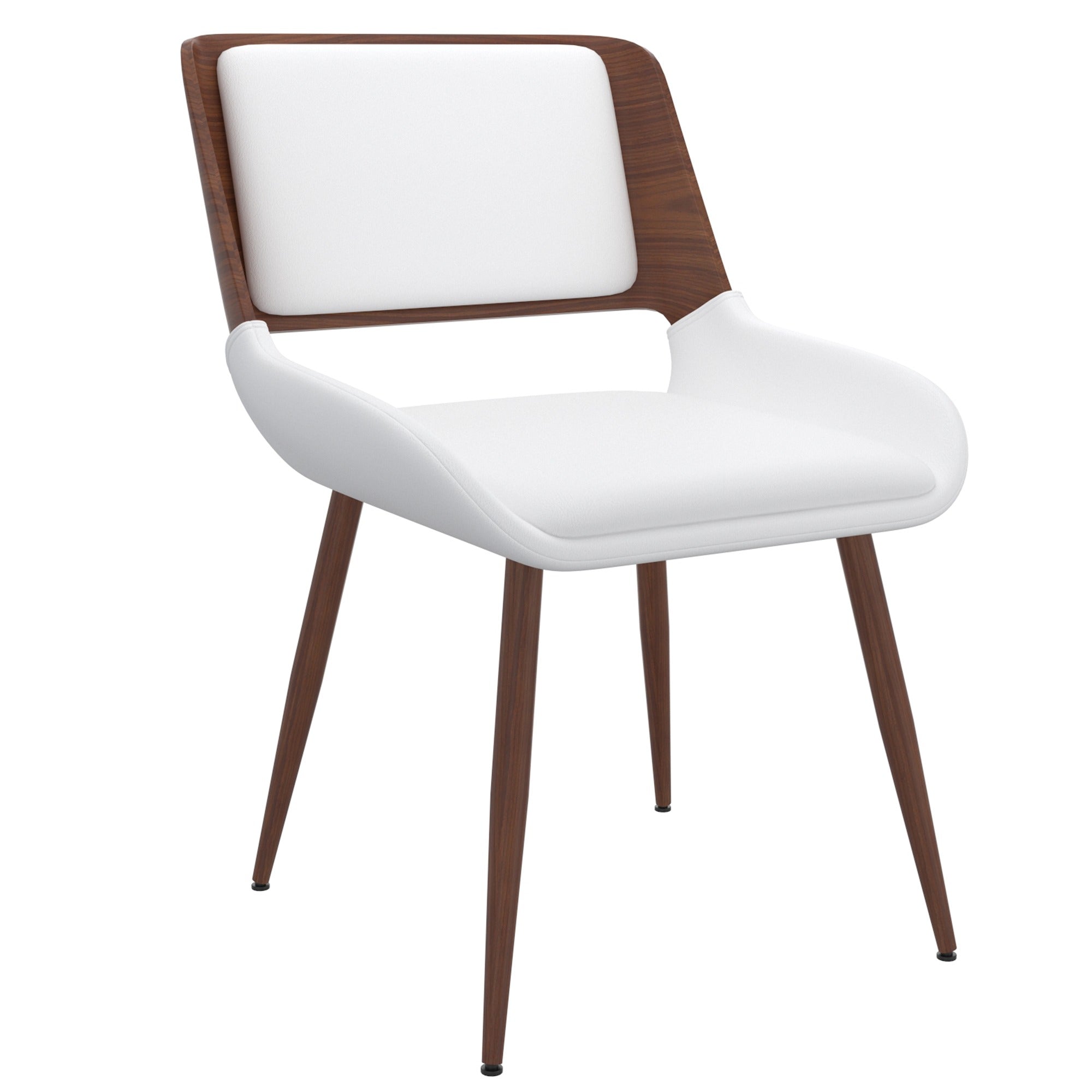 Hudson Dining Chair in Grey Fabric and Walnut Metal and Wood