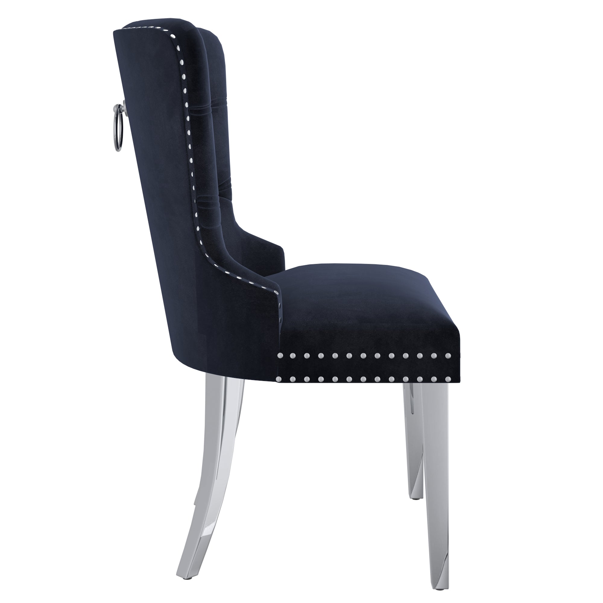 Hollis Dining Chair, Set of 2 in Black and Chrome