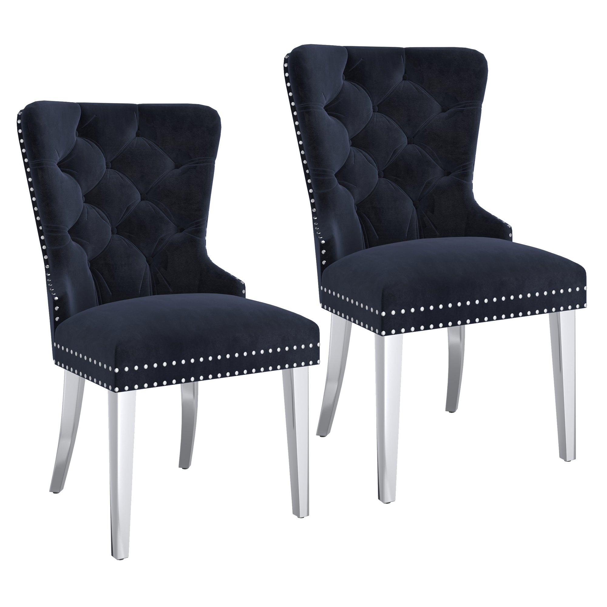 Hollis Dining Chair, Set of 2 in Black and Chrome