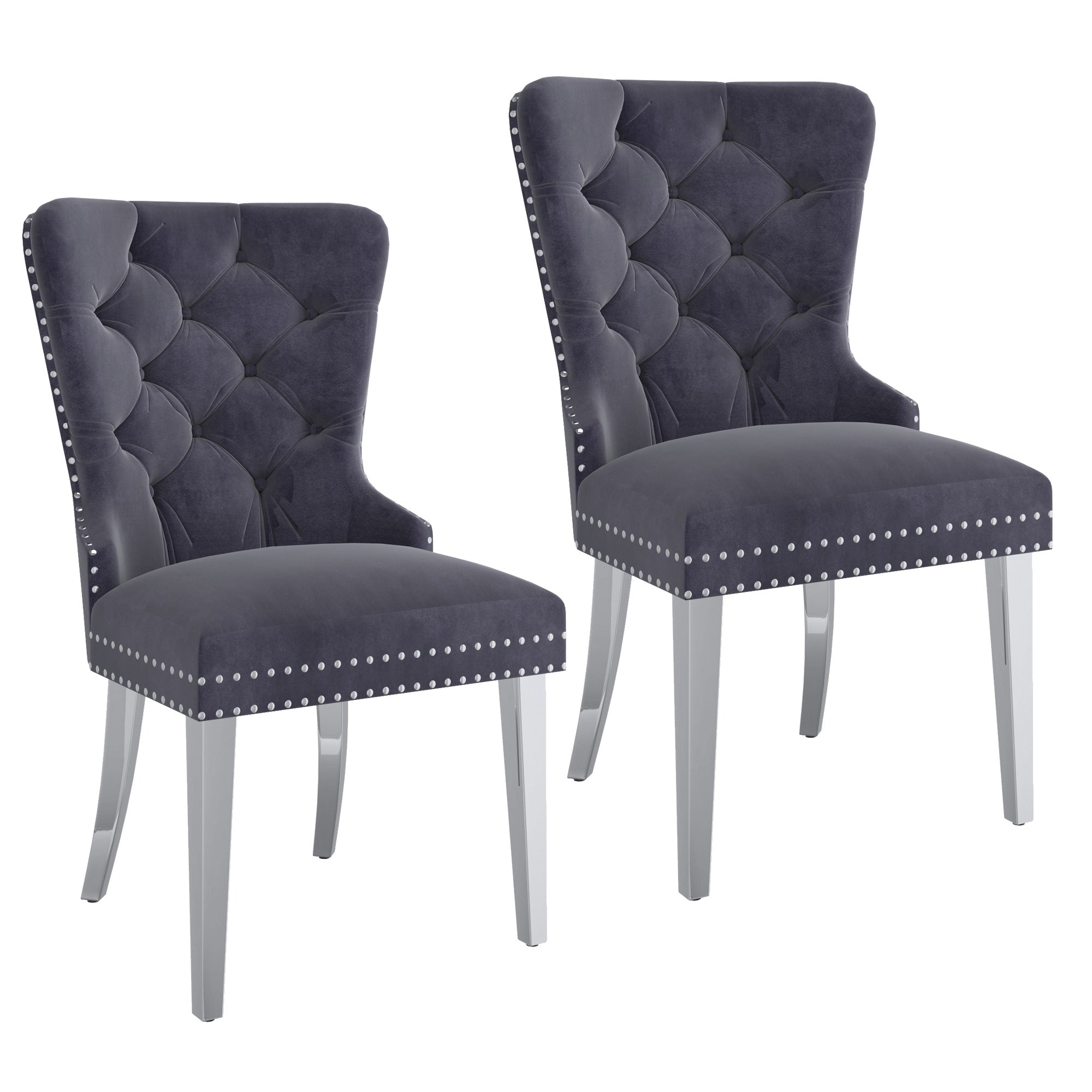 Hollis Dining Chair, Set of 2 in Black and Chrome