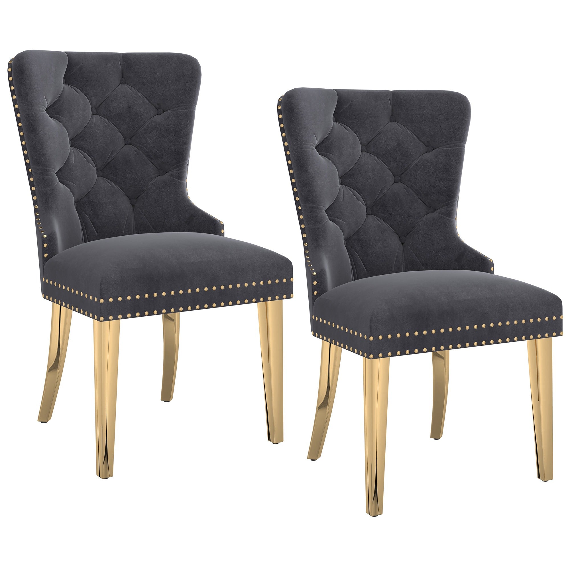 Mizal Dining Chair, Set of 2 in Black and Gold