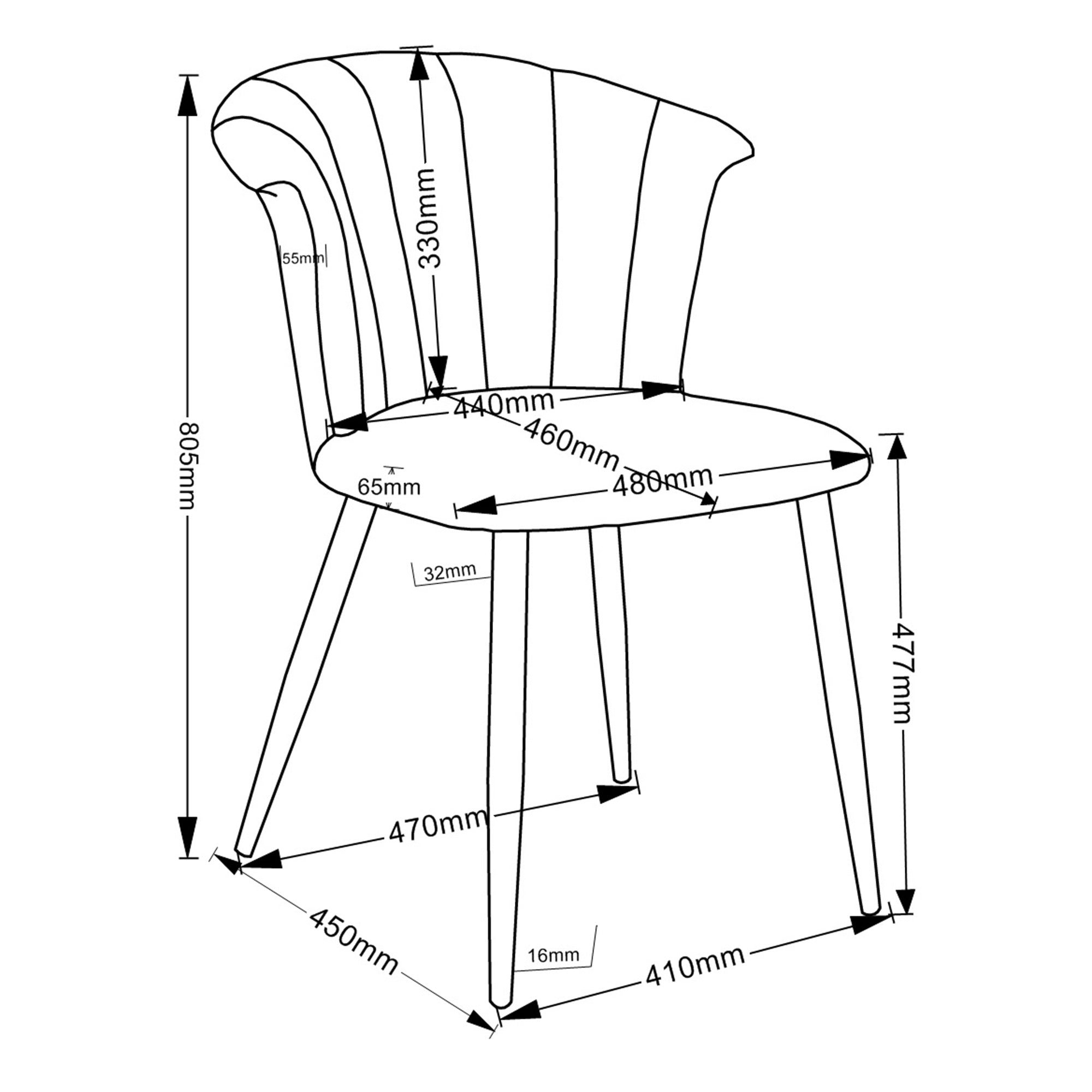 Orchid Dining Chair, Set of 2 in Black and Gold