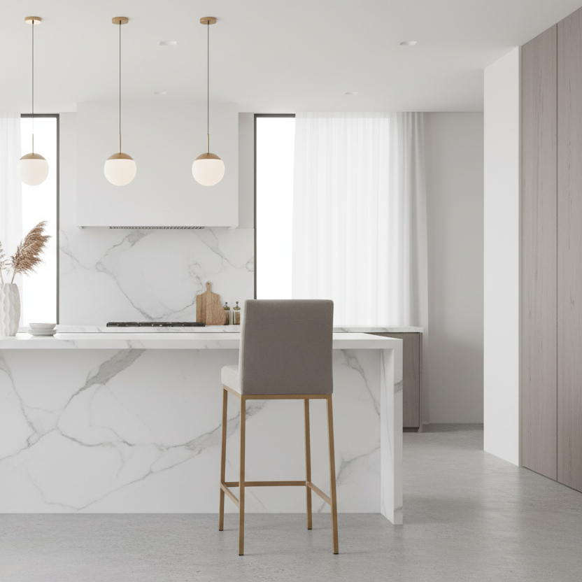 Tabouret de bar Diego 26 po, gris/doré vieilli, lot de 2