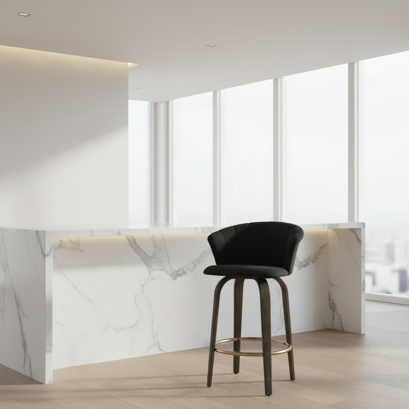 Tabouret de bar Tula 26" en chêne noir et délavé