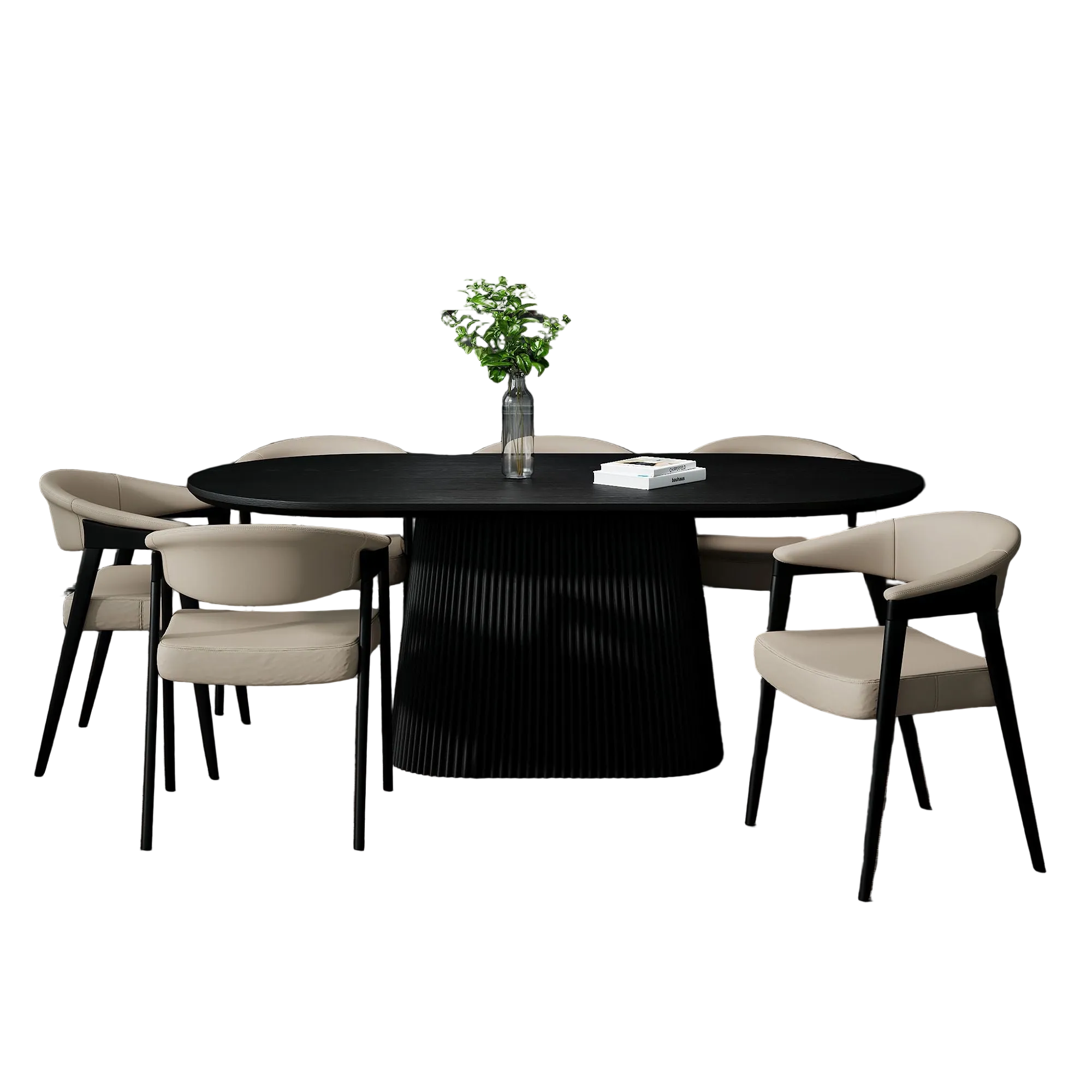 Tovas/Bexley 7pc Dining Set - Black Oval Table with Mushroom Chair