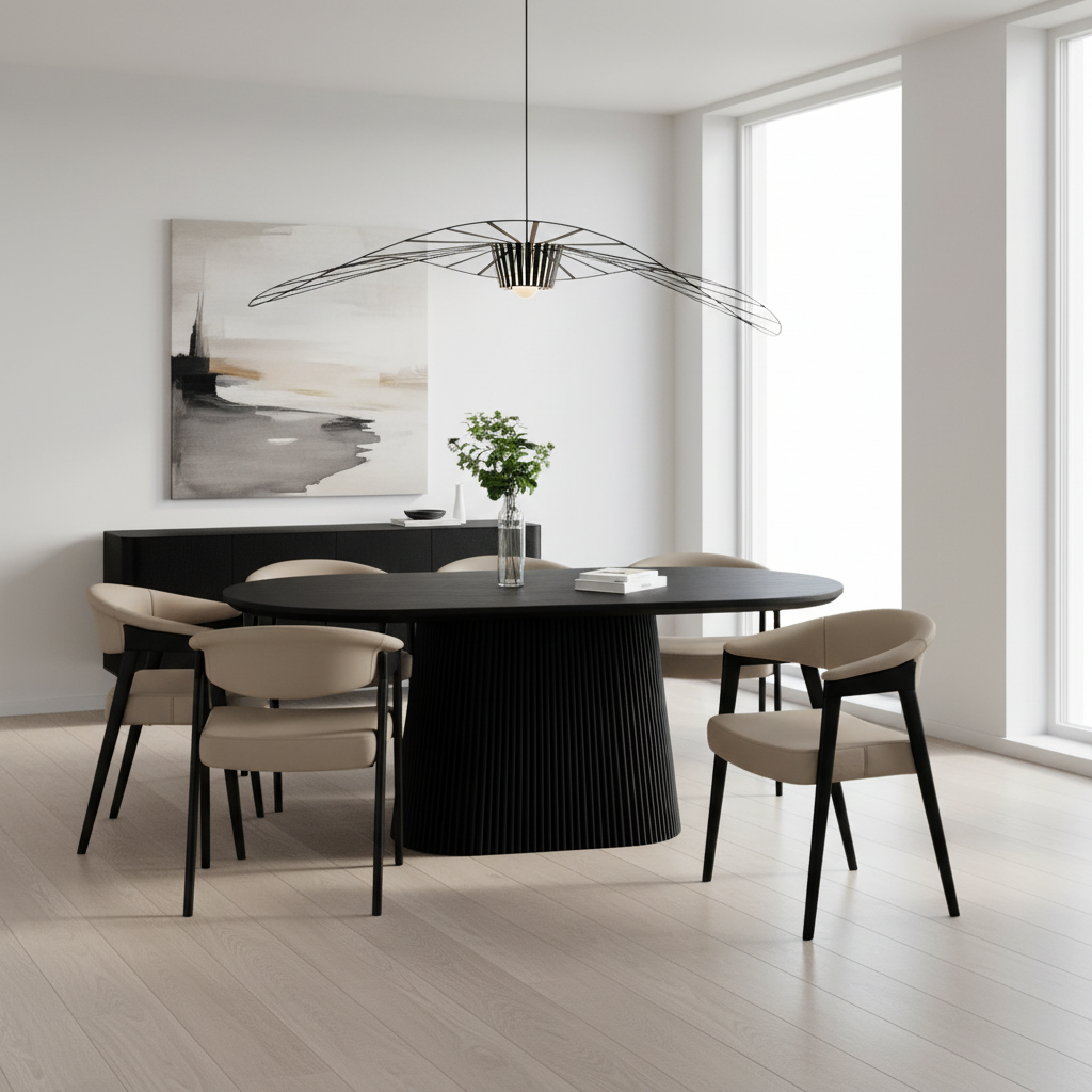 Tovas/Bexley 7pc Dining Set - Black Oval Table with Mushroom Chair