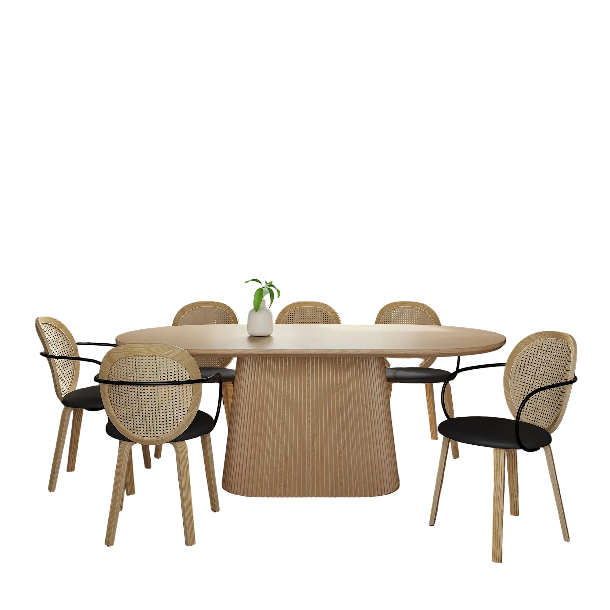 Tovas/Orias 7pc Dining Set - Natural Table with Light Oak Chair