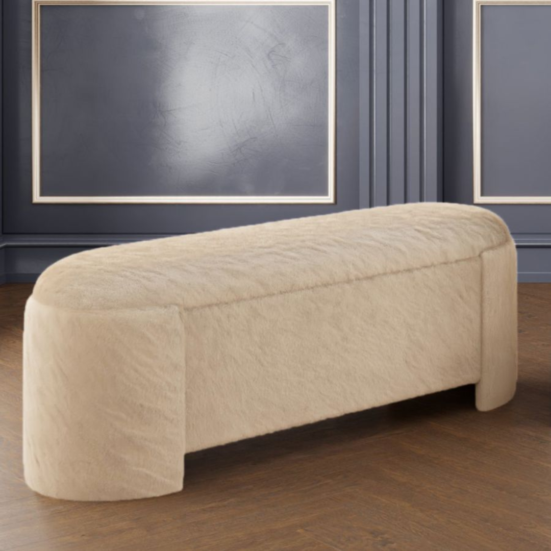 Selene Storage Ottoman in Dark Beige