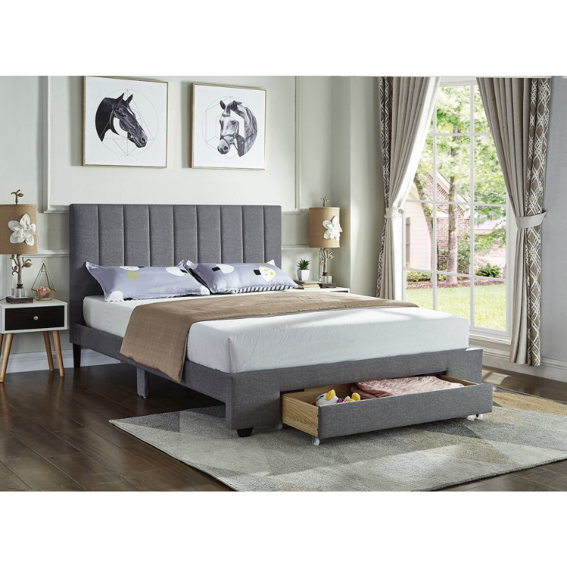 IF-5483 Grey Fabric Double Bed