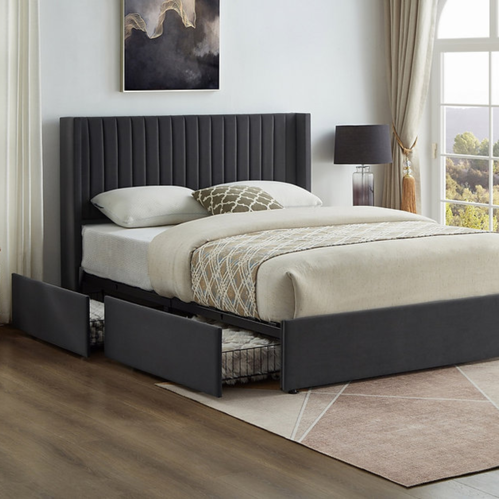 IF-5408 Grey Wingback Design Bed