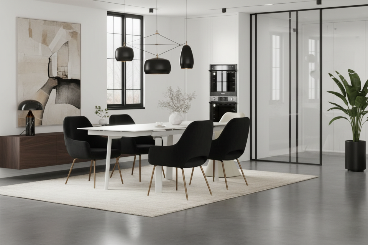 Bellaro Dining Table with Extension in Travertine and Cream