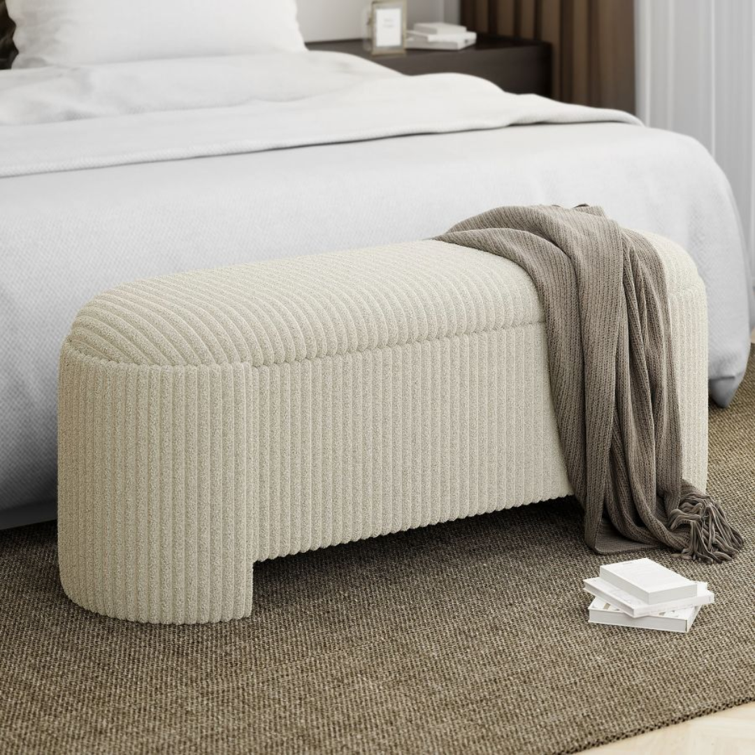 Cybil Storage Ottoman in Ivory