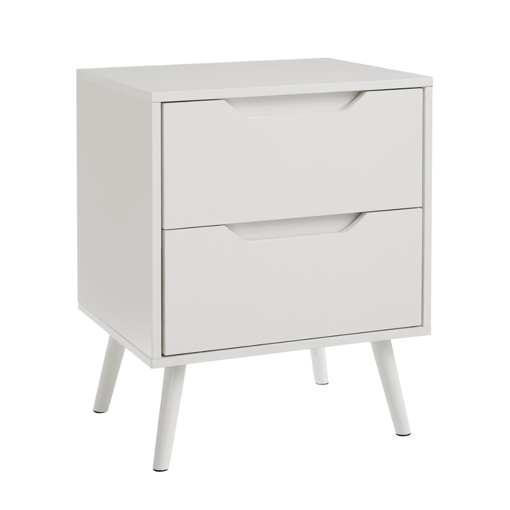 ACCENT TABLE - 24"H / WHITE END TABLE WITH 2 DRAWERS