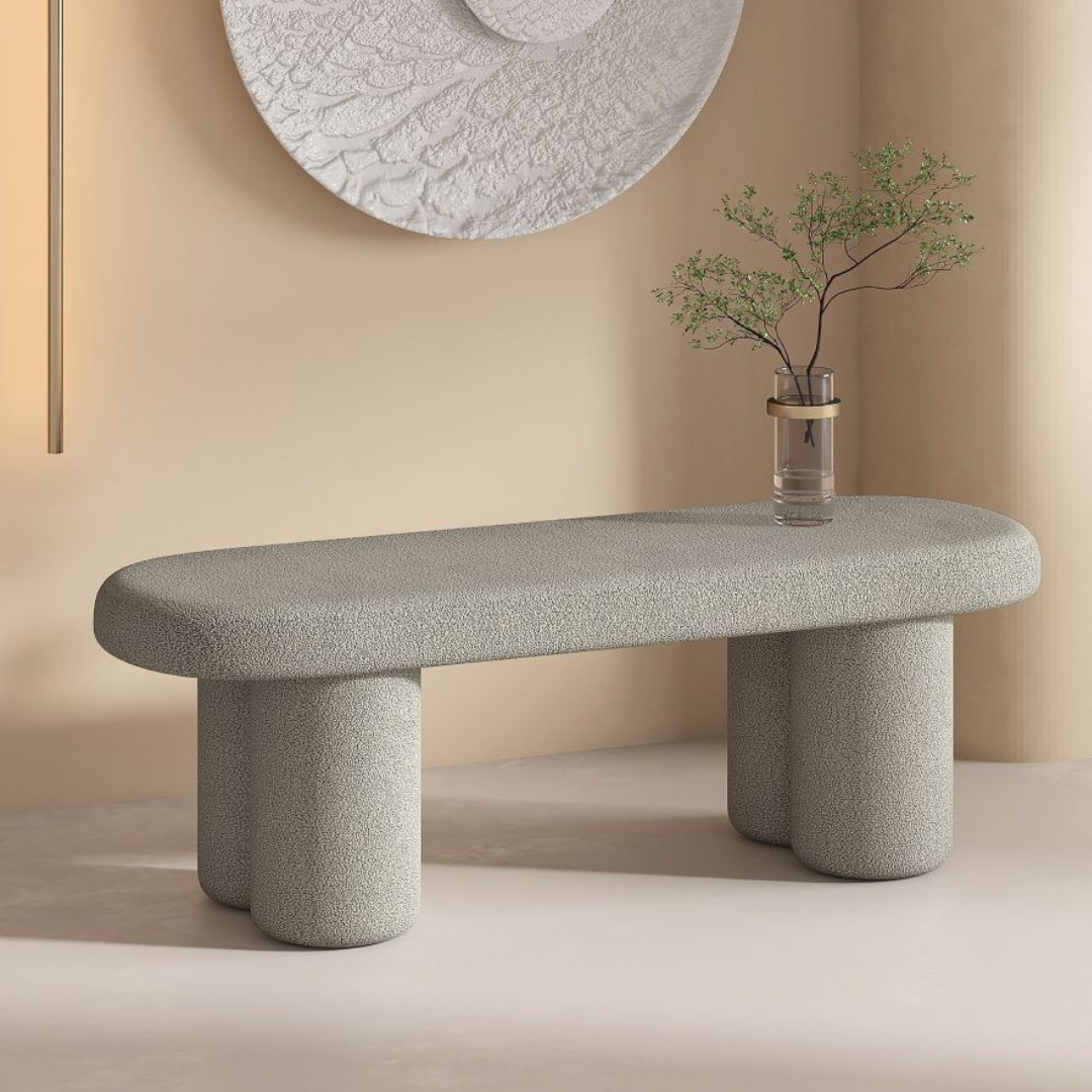 Azoro Bench with soft boucle fabric