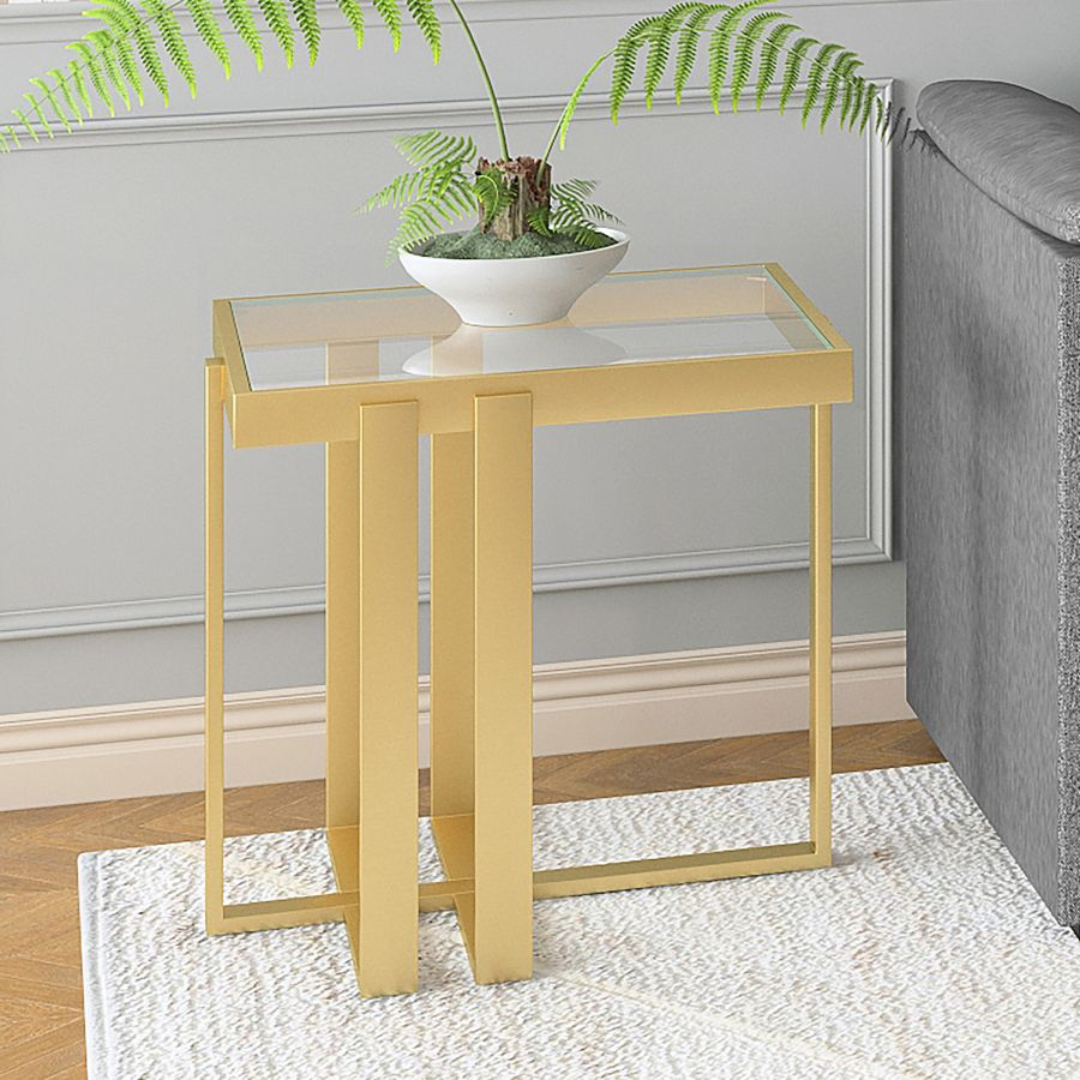 Paxton Console Table in Brushed Gold