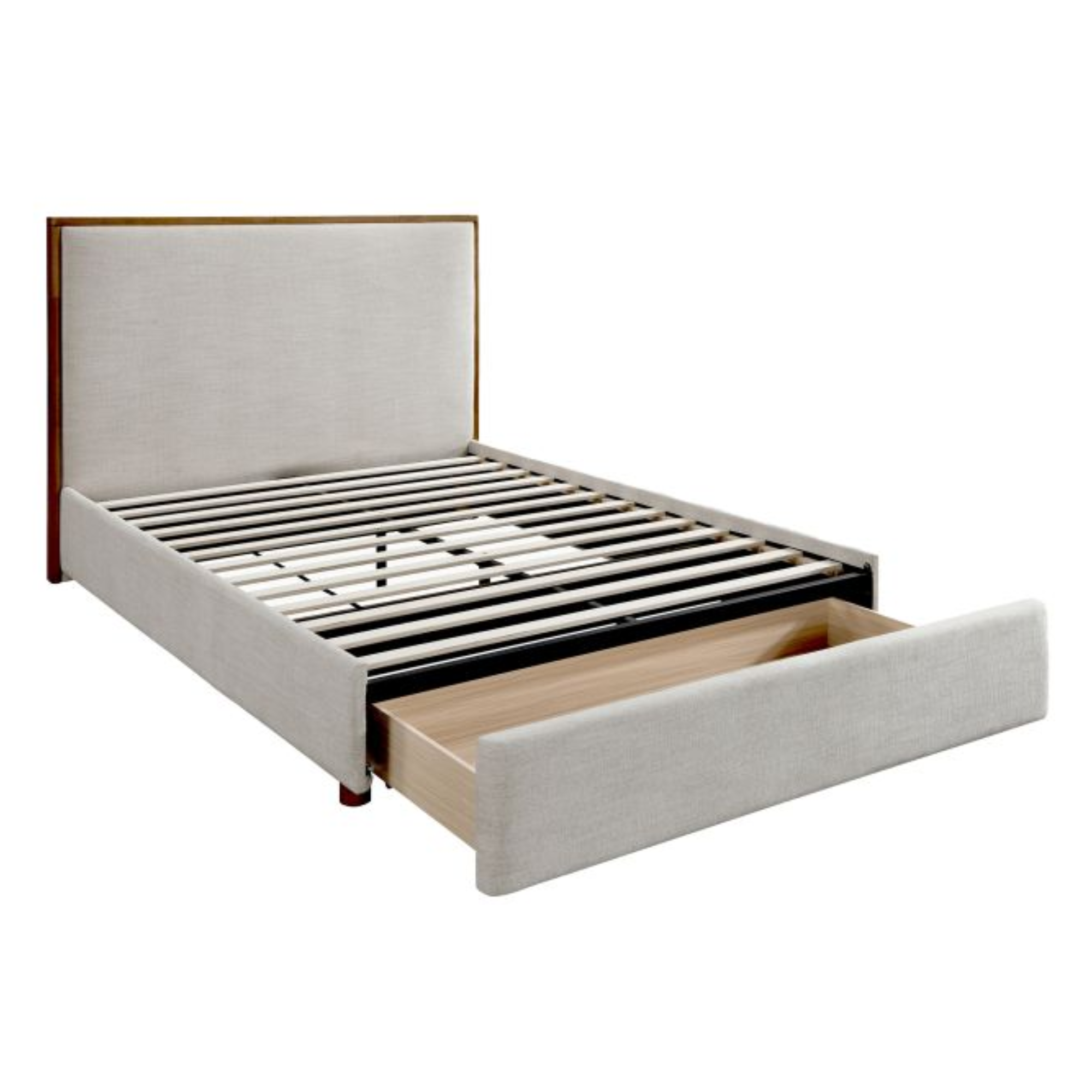 Andover 60" Queen Platform Bed with Drawer in Oat