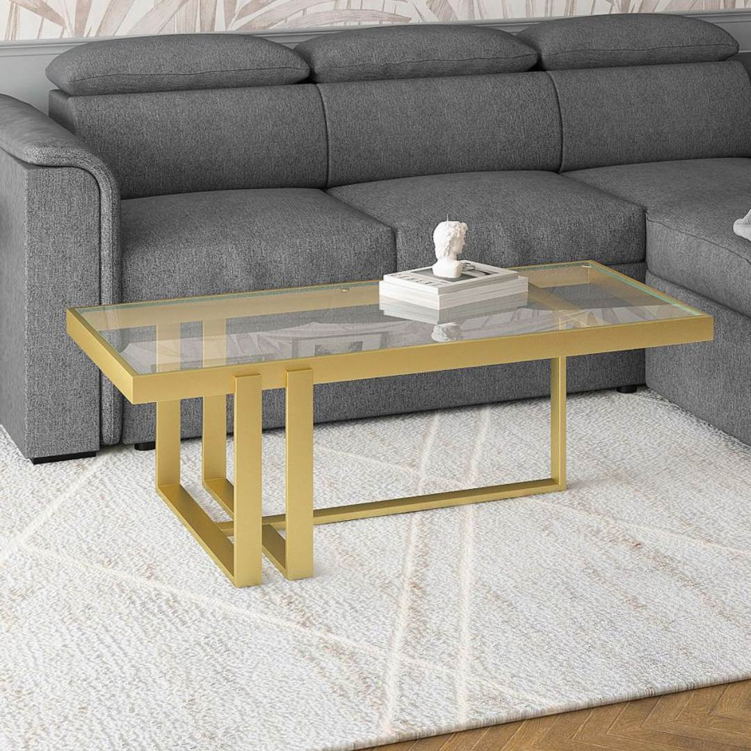 Paxton Rectangular Coffee Table in Brushed Gold