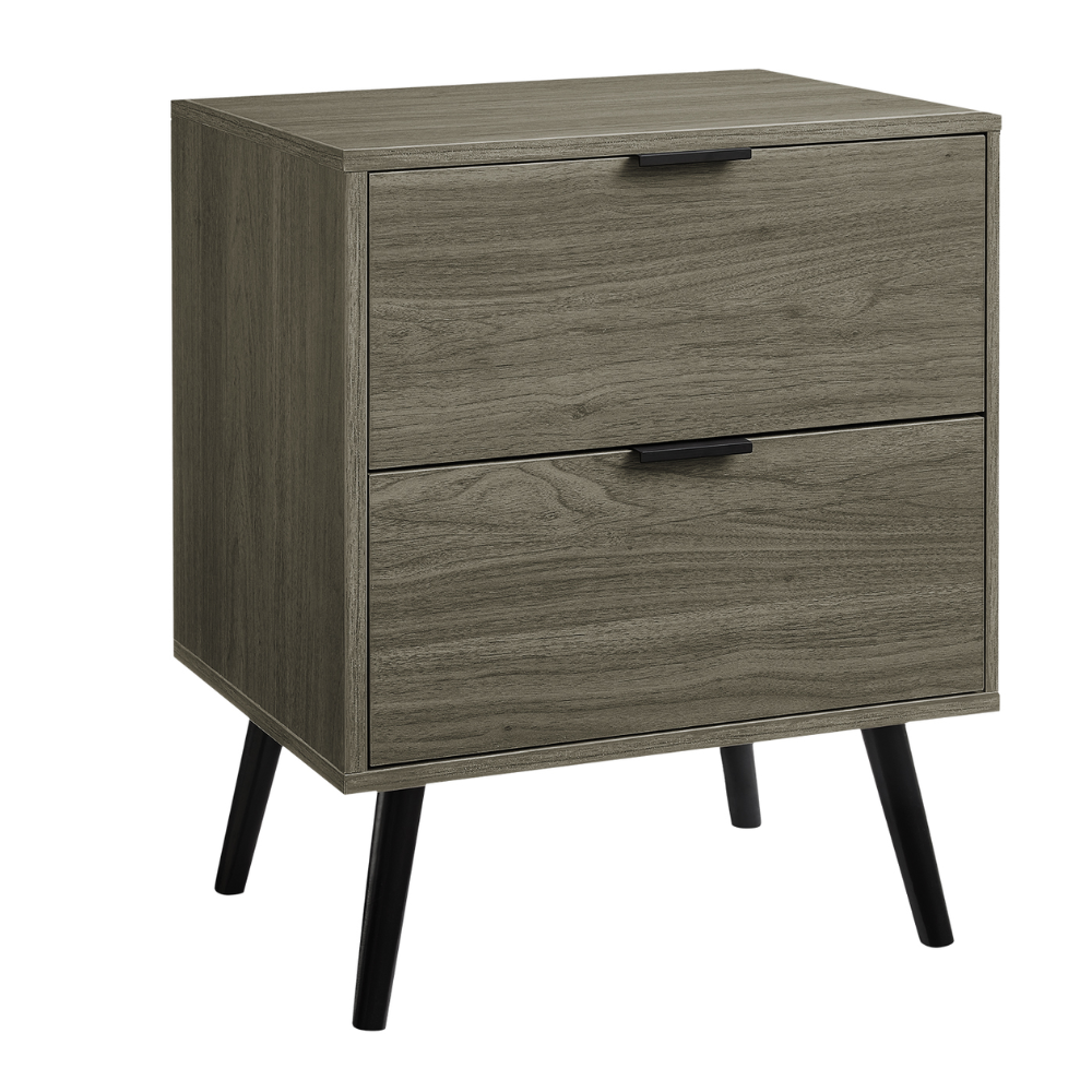 ACCENT TABLE - 24"H / WALNUT END TABLE WITH 2 DRAWERS