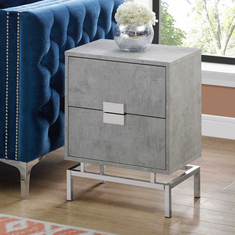 ACCENT TABLE - 24"H / GREY CEMENT / CHROME METAL