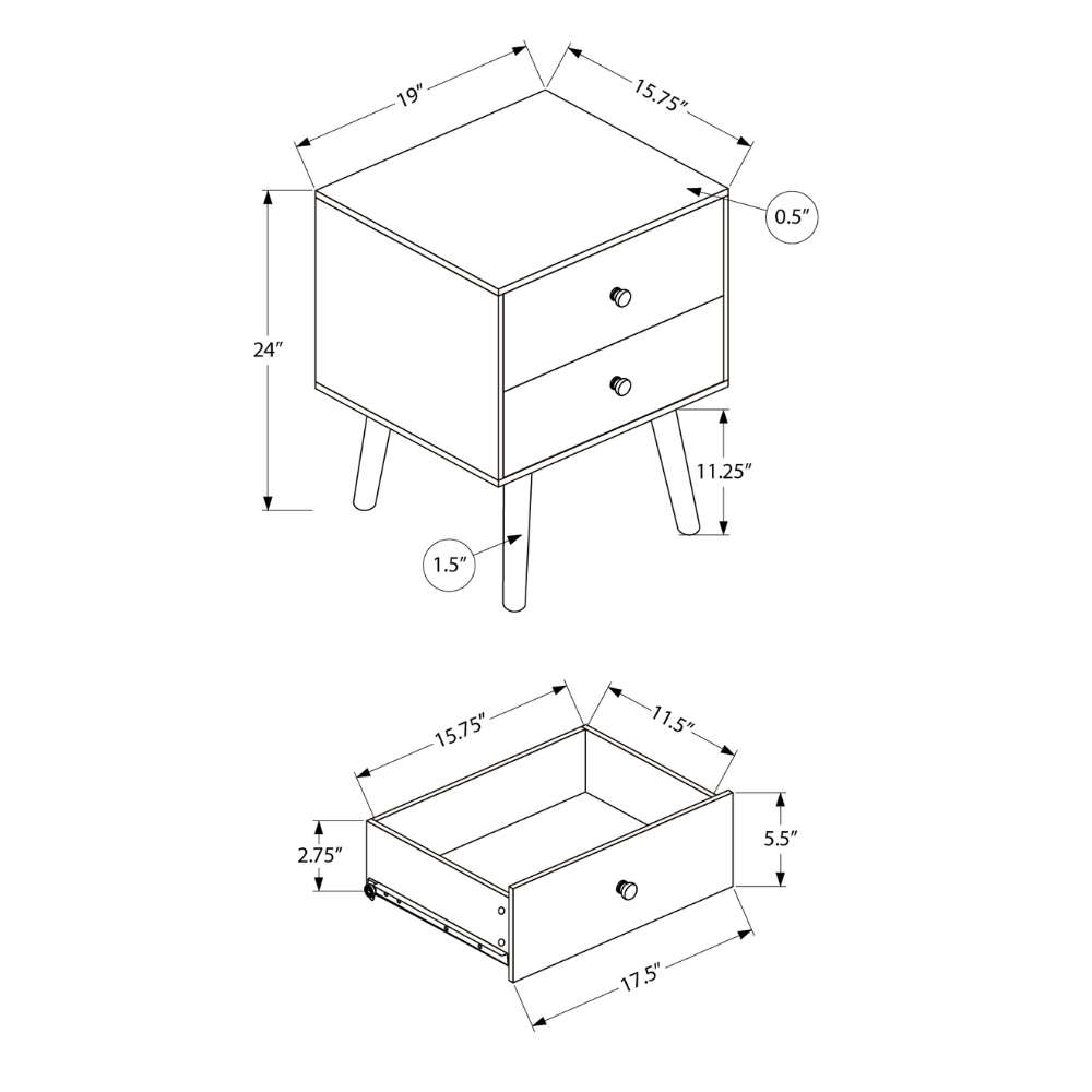 ACCENT TABLE - 24"H / WHITE END TABLE WITH 2 DRAWERS