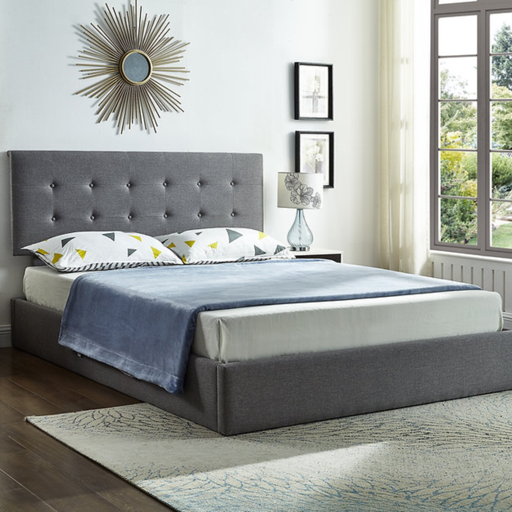 IF-5445 Grey Fabric Storage Bed