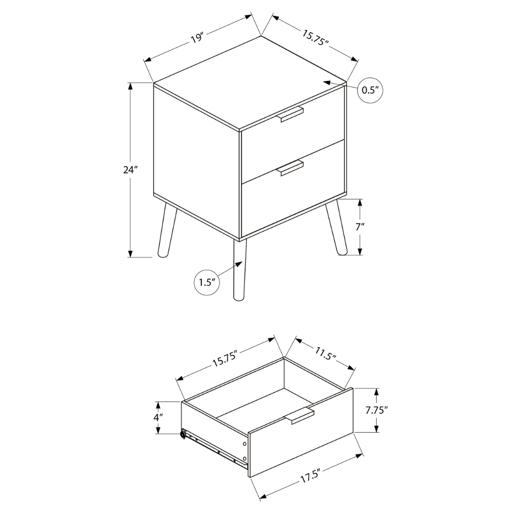 ACCENT TABLE - 24"H / WALNUT END TABLE WITH 2 DRAWERS