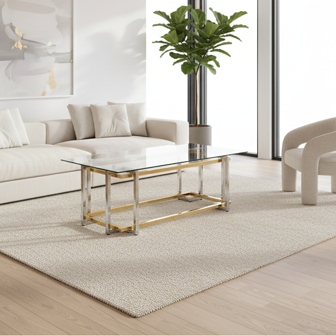Florina Coffee Table in Silver and Gold