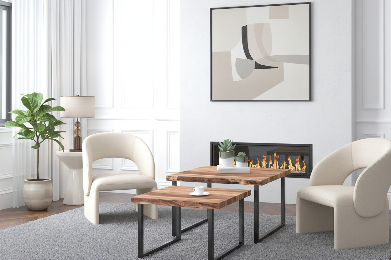 Ensemble de 2 tables basses Jivin en naturel et noir