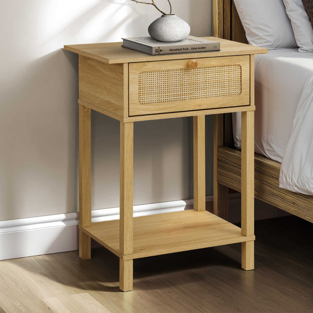 ACCENT TABLE - 24"H / NATURAL / NATURAL DRAWER