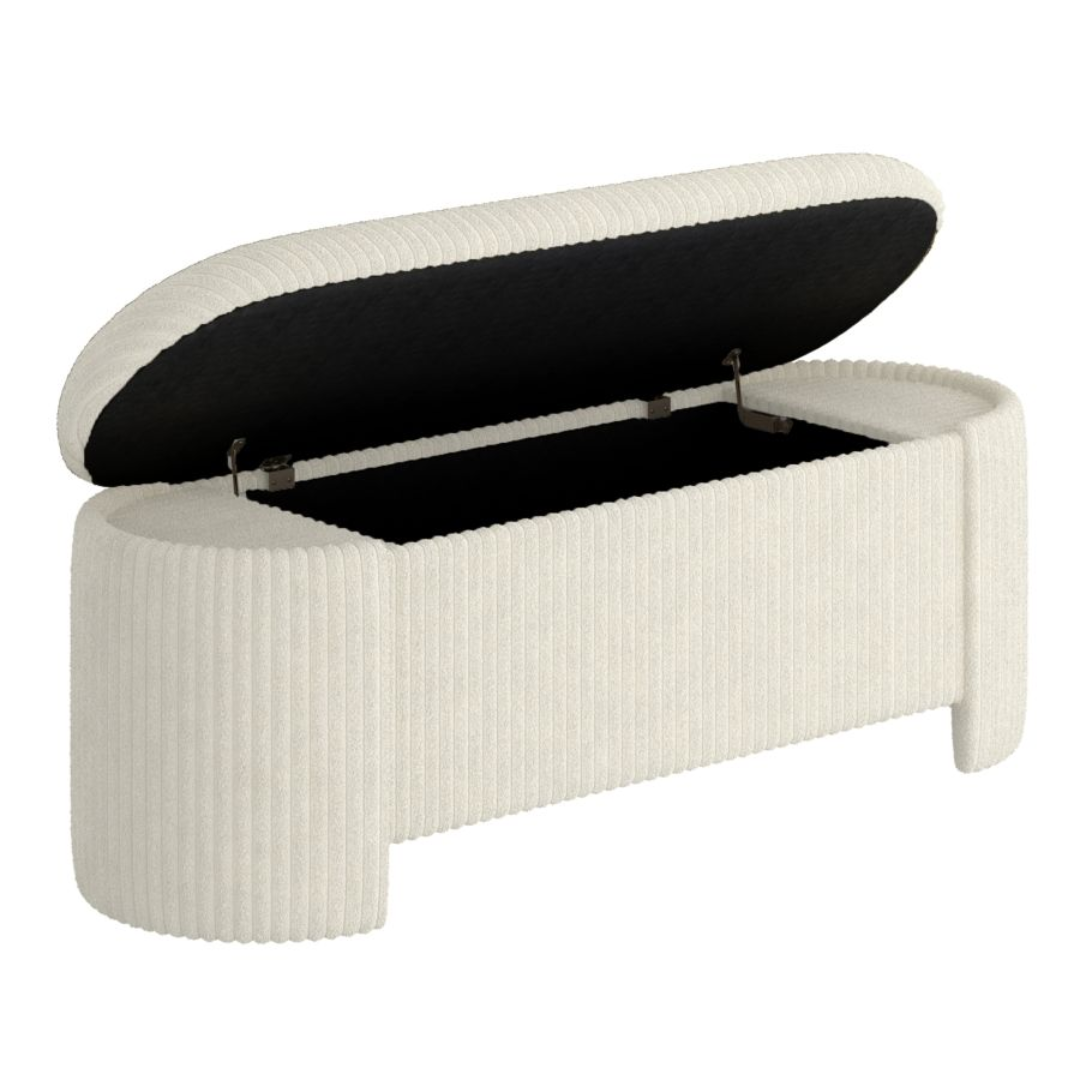 Cybil Storage Ottoman in Ivory