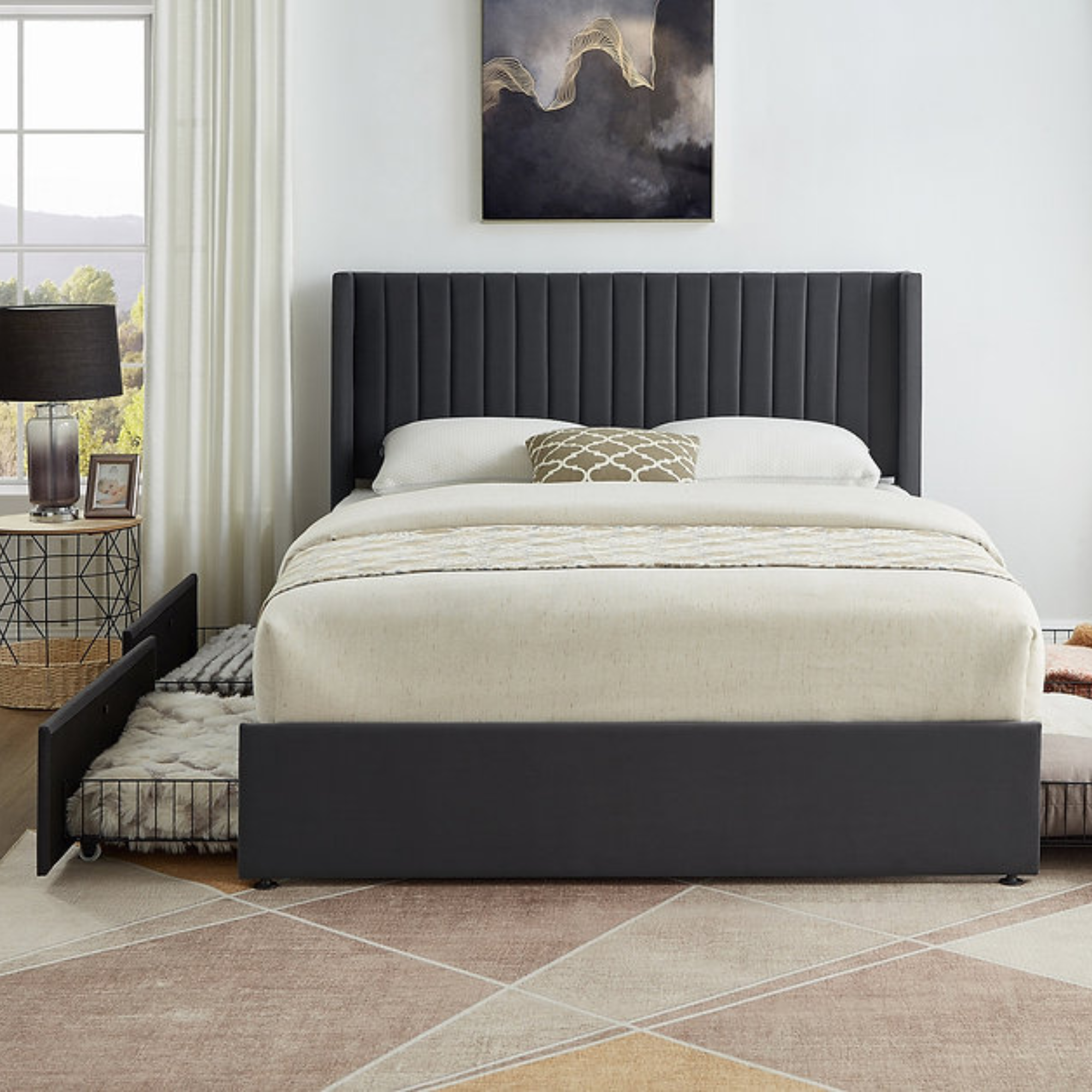 IF-5408 Grey Wingback Design Bed