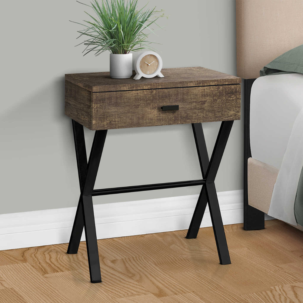 ACCENT TABLE - 24"H / BROWN RECLAIMED WOOD / BLACK METAL