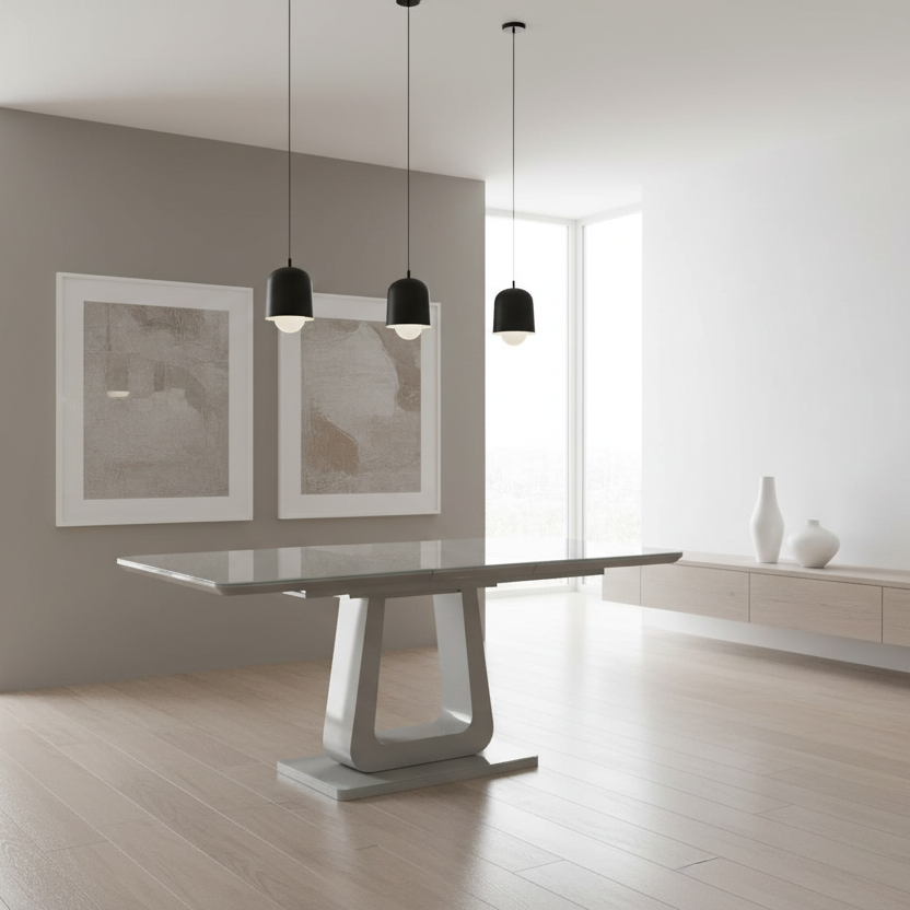 Corvus Dining Table w/Extension in Warm Grey